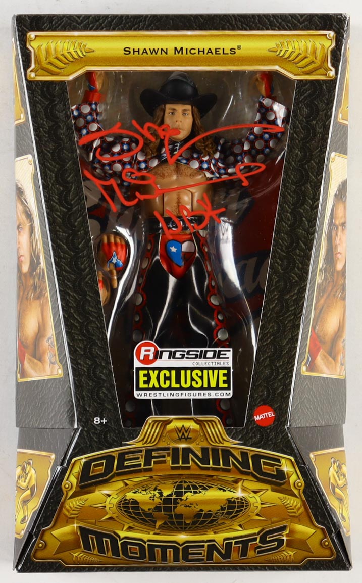 Shawn Michaels Signed WWE Defining Moments Action Figure Inscribed "HBK" (Beckett) at PristineAuction.com Shawn Michaels Signed WWE Defining Moments Action Figure Inscribed "HBK" (Beckett) at PristineAuction.com