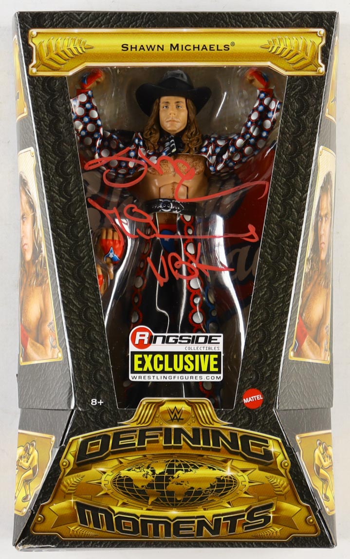 Shawn Michaels Signed WWE Defining Moments Action Figure Inscribed "HBK" (Beckett) at PristineAuction.com Shawn Michaels Signed WWE Defining Moments Action Figure Inscribed "HBK" (Beckett) at PristineAuction.com