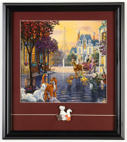 Thomas Kinkade "The Aristocats" Custom Framed Print Display with Dutchess & Kittens Character Pin at PristineAuction.com