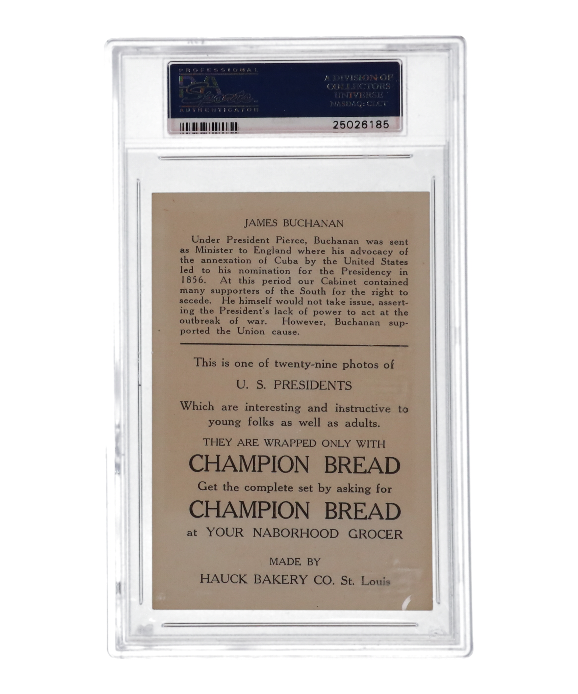 James Buchanan Champion Bread U.S. Presidents #NNO (PSA 6) at PristineAuction.com James Buchanan Champion Bread U.S. Presidents #NNO (PSA 6) at PristineAuction.com