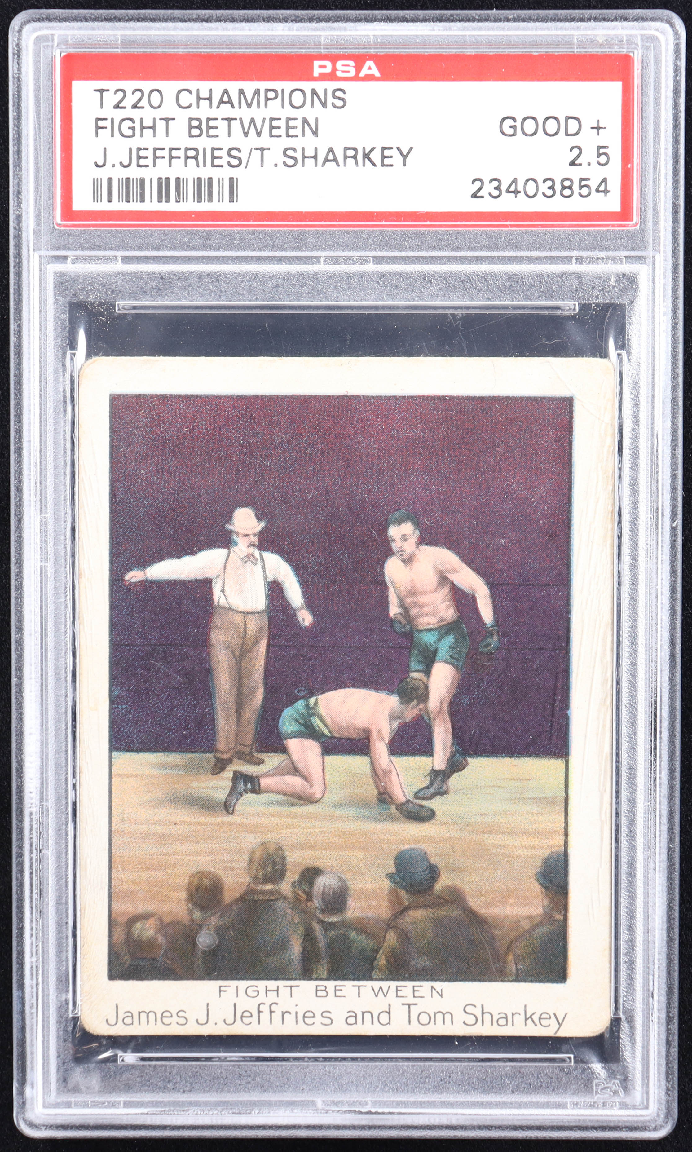 Jim Jeffries vs Tom Sharkey 1910 T220 Champions #20 (PSA 2.5) at PristineAuction.com Jim Jeffries vs Tom Sharkey 1910 T220 Champions #20 (PSA 2.5) at PristineAuction.com