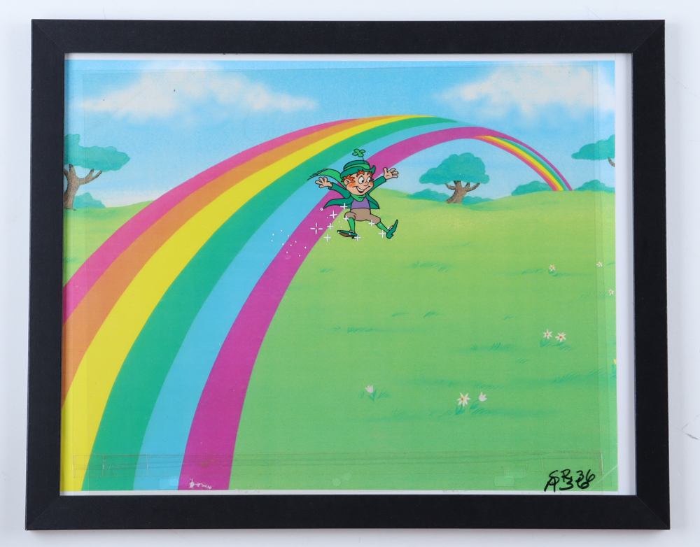"Lucky Charms" Custom Framed Commercial Animation Two-Piece Cel Display With Production Sketch at PristineAuction.com "Lucky Charms" Custom Framed Commercial Animation Two-Piece Cel Display With Production Sketch at PristineAuction.com