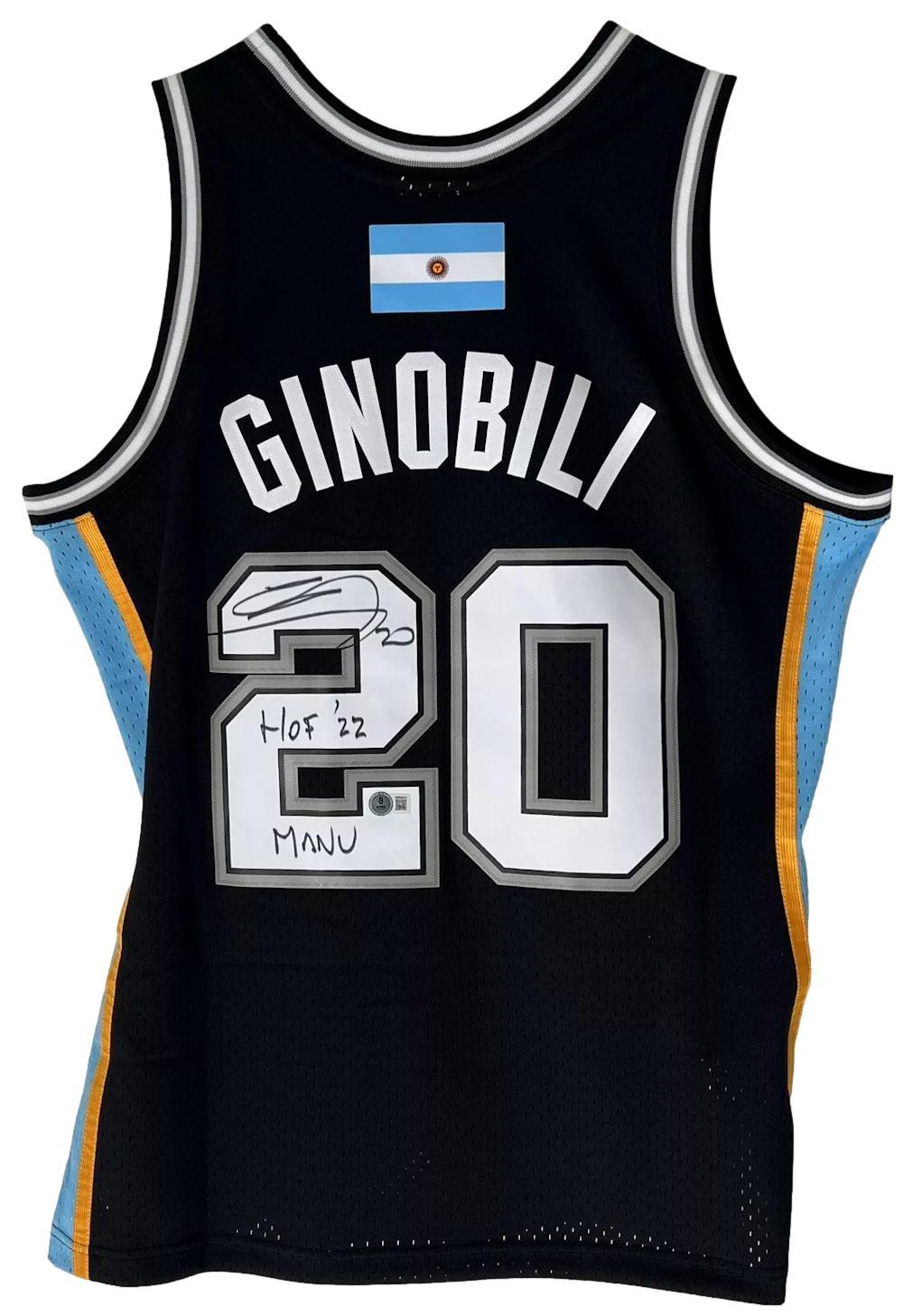 Manu Ginobili Signed Spurs Mitchell & Ness Jersey Inscribed "HOF 2022" & "Manu" (Beckett) at PristineAuction.com Manu Ginobili Signed Spurs Mitchell & Ness Jersey Inscribed "HOF 2022" & "Manu" (Beckett) at PristineAuction.com