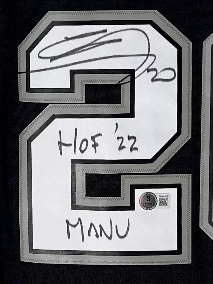 Manu Ginobili Signed Spurs Mitchell & Ness Jersey Inscribed "HOF 2022" & "Manu" (Beckett) at PristineAuction.com Manu Ginobili Signed Spurs Mitchell & Ness Jersey Inscribed "HOF 2022" & "Manu" (Beckett) at PristineAuction.com