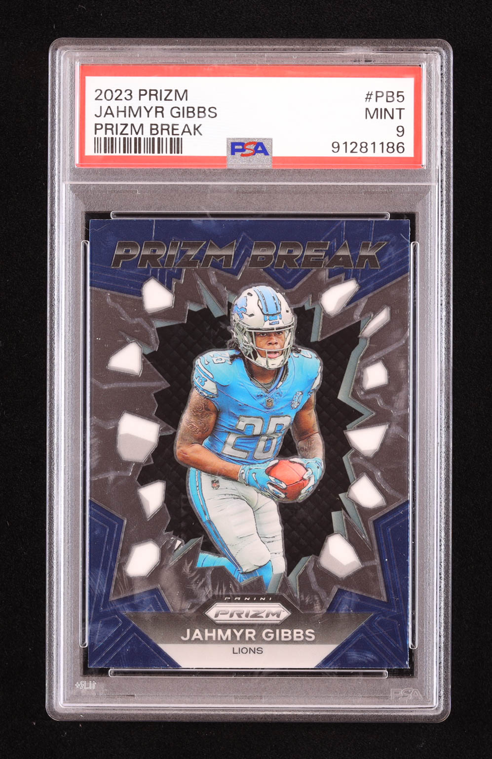 Jahmyr Gibbs 2023 Panini Prizm Prizm Break #5 RC (PSA 9) at PristineAuction.com Jahmyr Gibbs 2023 Panini Prizm Prizm Break #5 RC (PSA 9) at PristineAuction.com