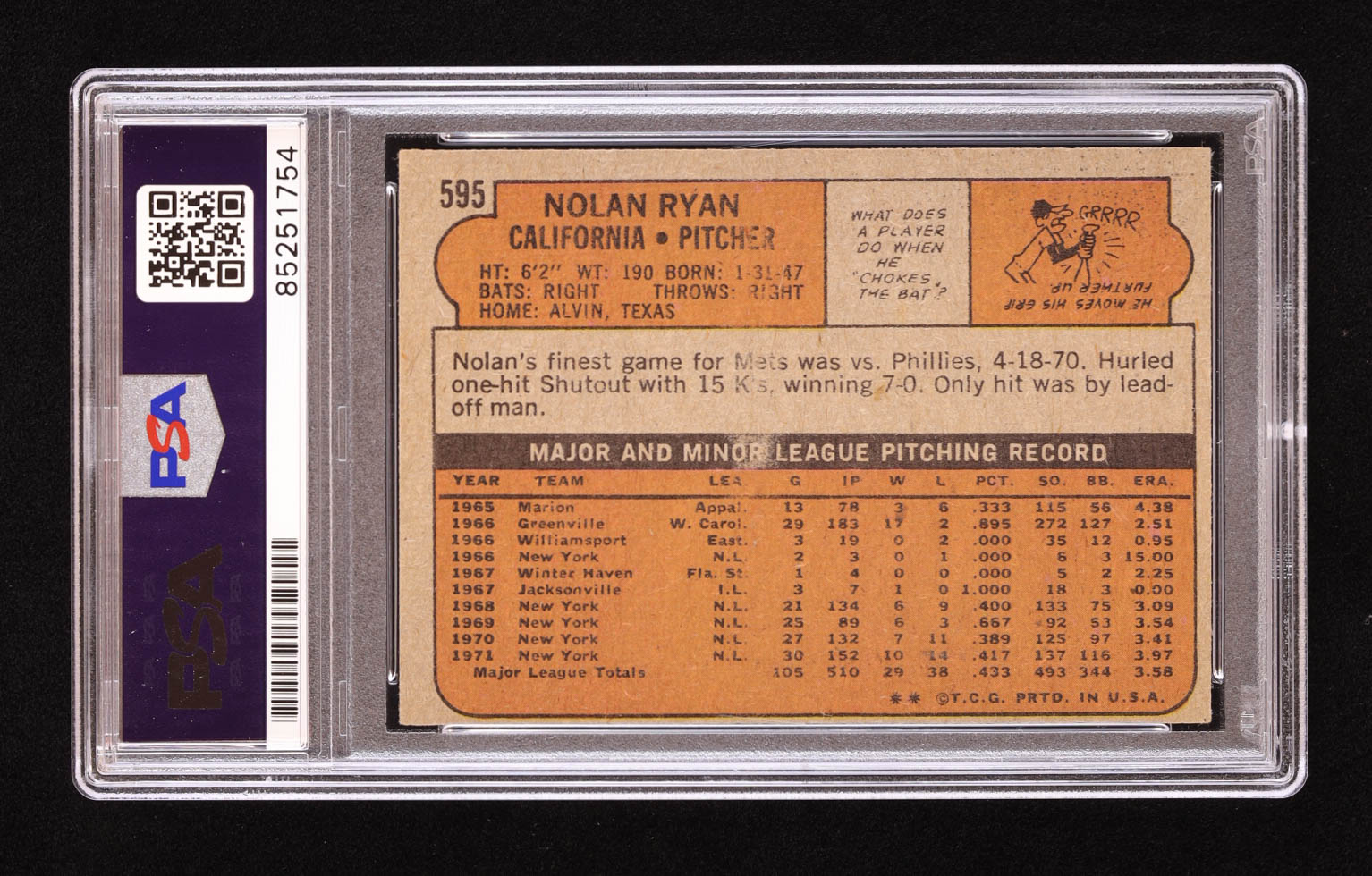 Nolan Ryan Signed 1972 Topps #595 with Multiple Inscriptions (PSA | Autograph Graded PSA 10) at PristineAuction.com Nolan Ryan Signed 1972 Topps #595 with Multiple Inscriptions (PSA | Autograph Graded PSA 10) at PristineAuction.com
