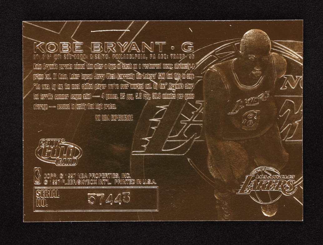 Kobe Bryant 1996-97 Fleer Purple Signature 23Kt Gold RC at PristineAuction.com Kobe Bryant 1996-97 Fleer Purple Signature 23Kt Gold RC at PristineAuction.com