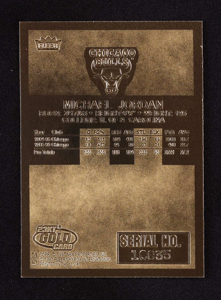 Michael Jordan 1997 Bleachers/Fleer Gold Holographic Foil #6 / 1986-87 at PristineAuction.com Michael Jordan 1997 Bleachers/Fleer Gold Holographic Foil #6 / 1986-87 at PristineAuction.com