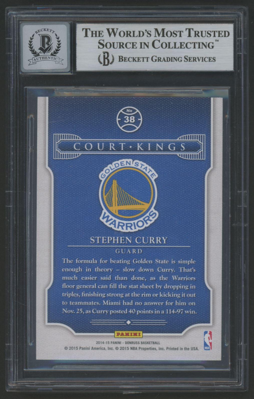 Stephen Curry Signed 2014-15 Donruss Court Kings #38 (BGS | Autograph Graded 10) at PristineAuction.com Stephen Curry Signed 2014-15 Donruss Court Kings #38 (BGS | Autograph Graded 10) at PristineAuction.com