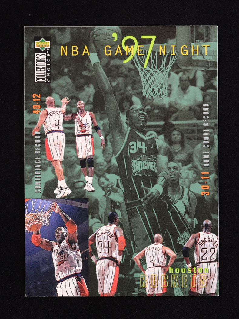 1997-98 Collector's Choice #165 Hakeem Olajuwon / Clyde Drexler / Charles Barkley / Kevin Willis at PristineAuction.com 1997-98 Collector's Choice #165 Hakeem Olajuwon / Clyde Drexler / Charles Barkley / Kevin Willis at PristineAuction.com