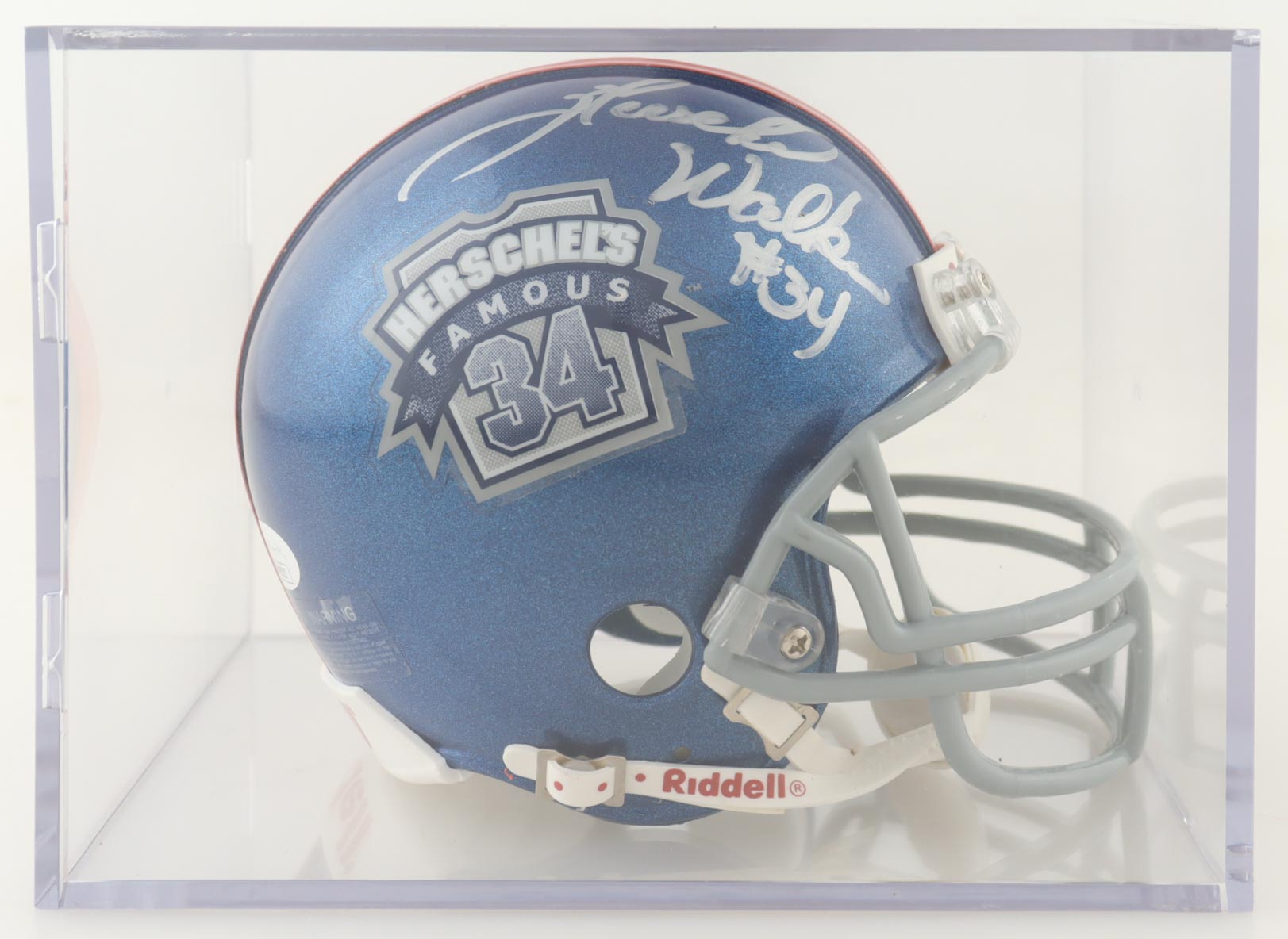 Herschel Walker Signed Tyson Herschel's Famous 34 Mini Helmet with Display Case (JSA) at PristineAuction.com Herschel Walker Signed Tyson Herschel's Famous 34 Mini Helmet with Display Case (JSA) at PristineAuction.com