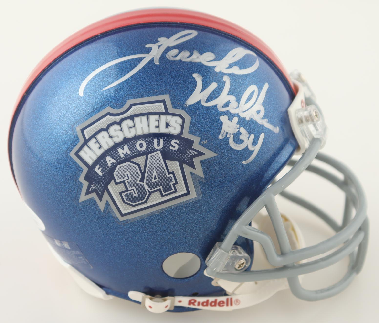 Herschel Walker Signed Tyson Herschel's Famous 34 Mini Helmet with Display Case (JSA) at PristineAuction.com Herschel Walker Signed Tyson Herschel's Famous 34 Mini Helmet with Display Case (JSA) at PristineAuction.com