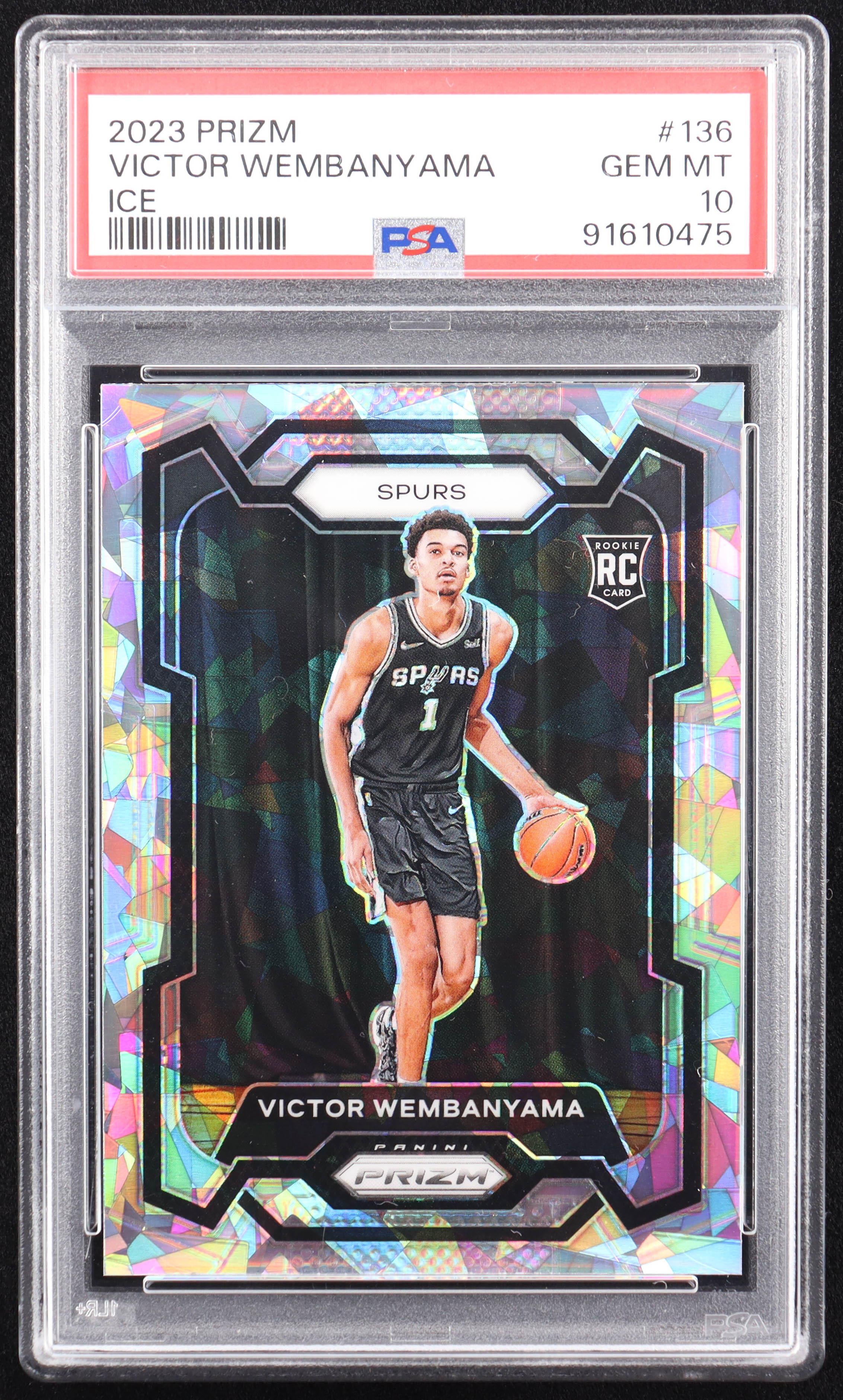 Victor Wembanyama 2023-24 Panini Prizm Prizms Ice #136 RC (PSA 10) at PristineAuction.com Victor Wembanyama 2023-24 Panini Prizm Prizms Ice #136 RC (PSA 10) at PristineAuction.com