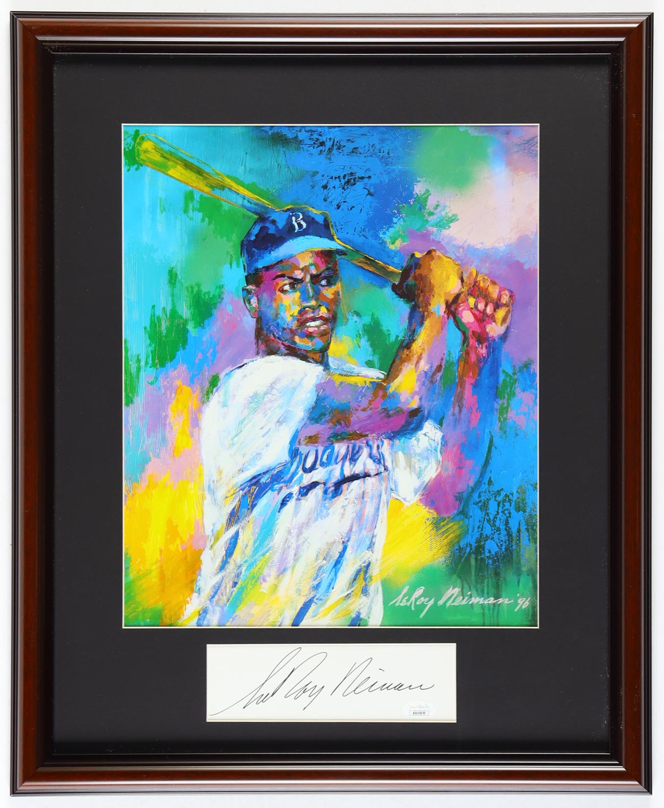 LeRoy Neiman Signed "Jackie Robinson" Custom Framed Cut Display (JSA) at PristineAuction.com LeRoy Neiman Signed "Jackie Robinson" Custom Framed Cut Display (JSA) at PristineAuction.com