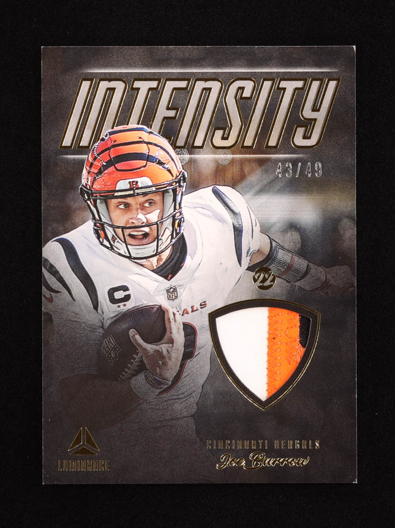 Joe Burrow 2022 Panini Luminance Intensity Jerseys Gold #4 #43/49 at PristineAuction.com Joe Burrow 2022 Panini Luminance Intensity Jerseys Gold #4 #43/49 at PristineAuction.com