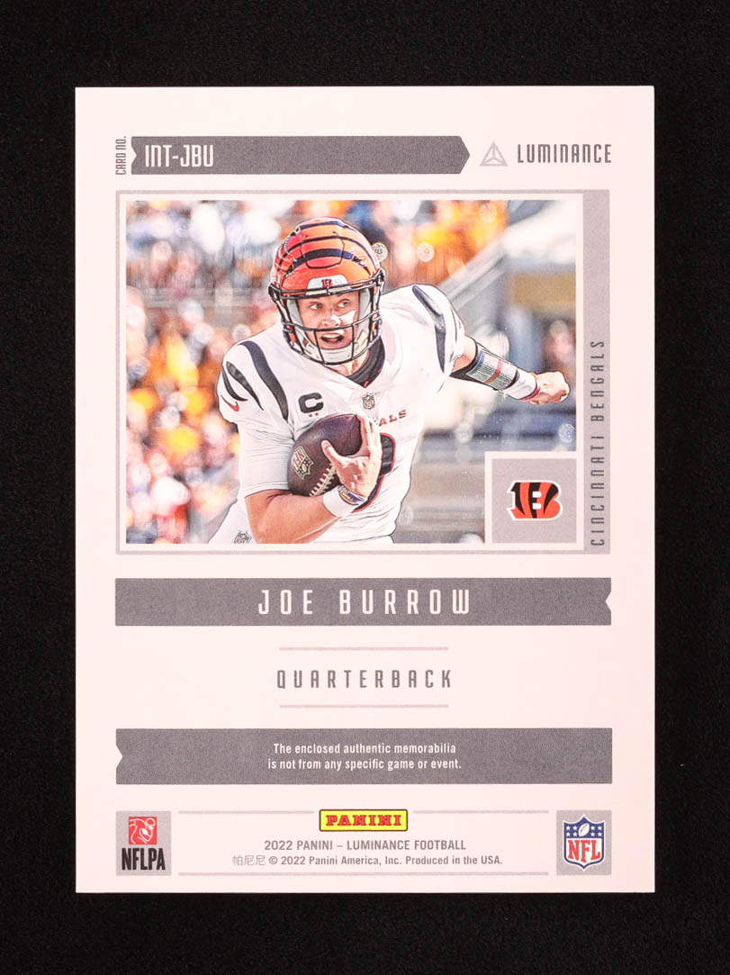 Joe Burrow 2022 Panini Luminance Intensity Jerseys Gold #4 #43/49 at PristineAuction.com Joe Burrow 2022 Panini Luminance Intensity Jerseys Gold #4 #43/49 at PristineAuction.com