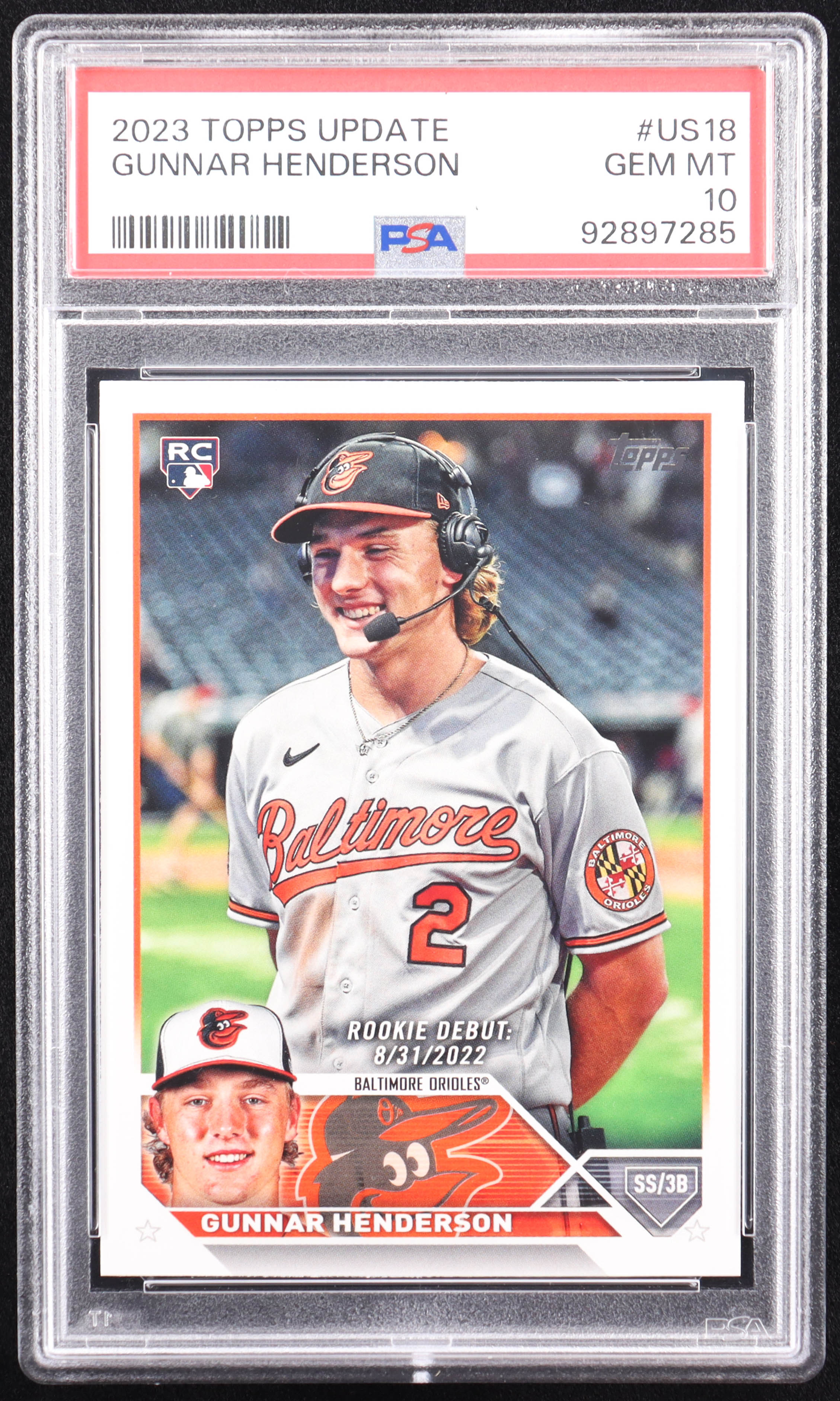 Gunnar Henderson 2023 Topps Update #US18 RC (PSA 10) at PristineAuction.com Gunnar Henderson 2023 Topps Update #US18 RC (PSA 10) at PristineAuction.com