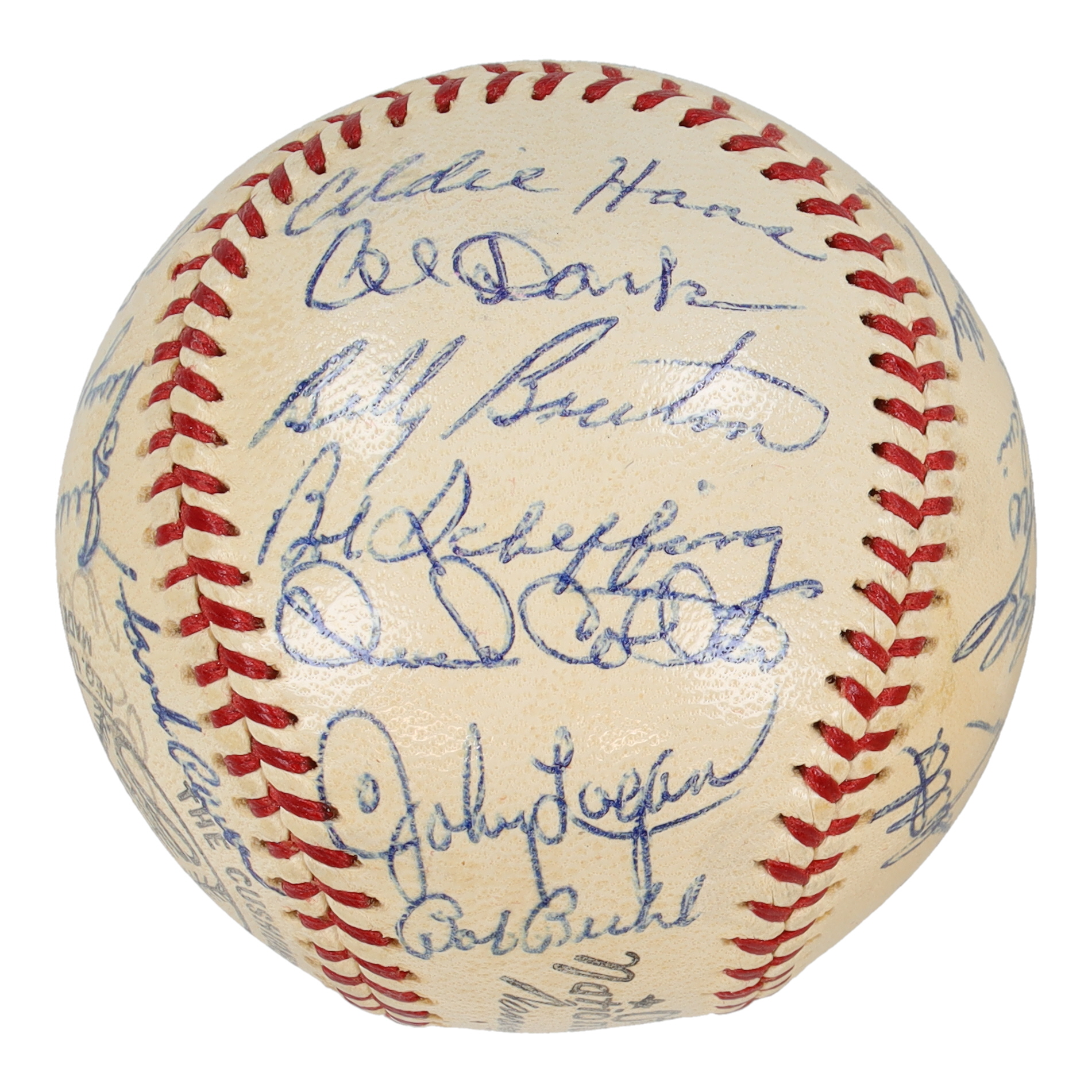 1960 Milwaukee Braves ONL Baseball Signed by (29) with Hank Aaron, Warren Spahn, Juan Pizarro, George Bennett (Beckett) at PristineAuction.com 1960 Milwaukee Braves ONL Baseball Signed by (29) with Hank Aaron, Warren Spahn, Juan Pizarro, George Bennett (Beckett) at PristineAuction.com