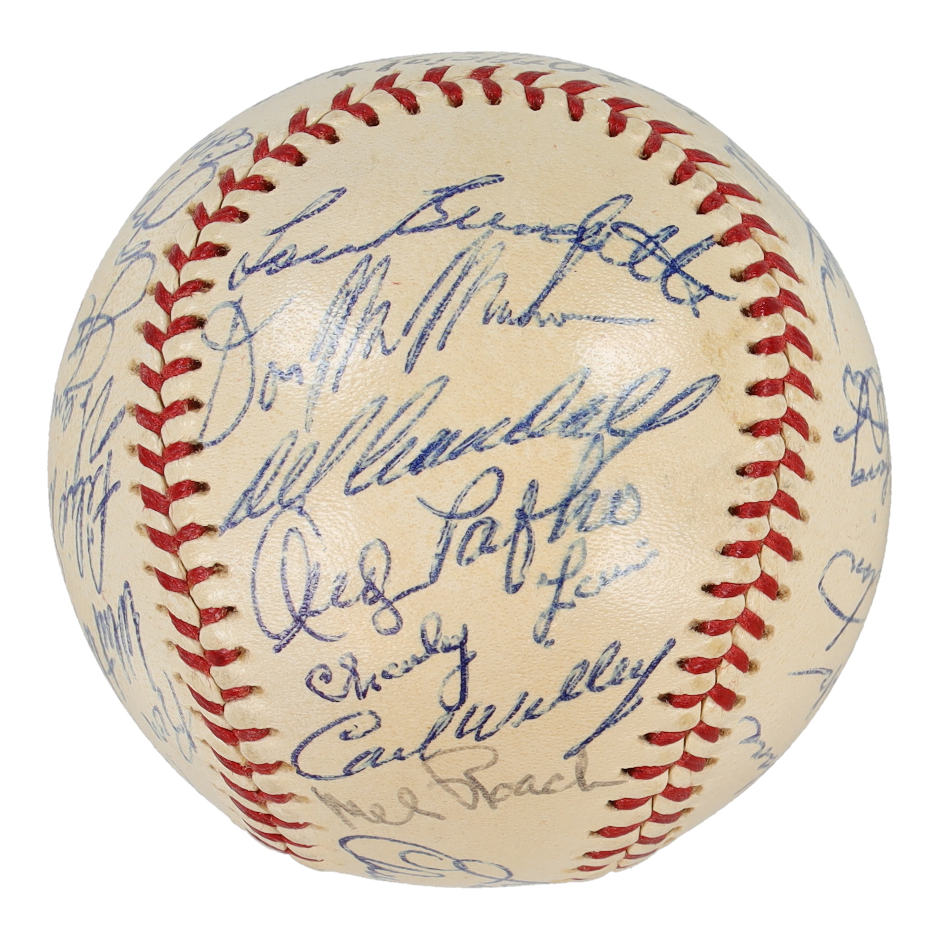 1960 Milwaukee Braves ONL Baseball Signed by (29) with Hank Aaron, Warren Spahn, Juan Pizarro, George Bennett (Beckett) at PristineAuction.com 1960 Milwaukee Braves ONL Baseball Signed by (29) with Hank Aaron, Warren Spahn, Juan Pizarro, George Bennett (Beckett) at PristineAuction.com