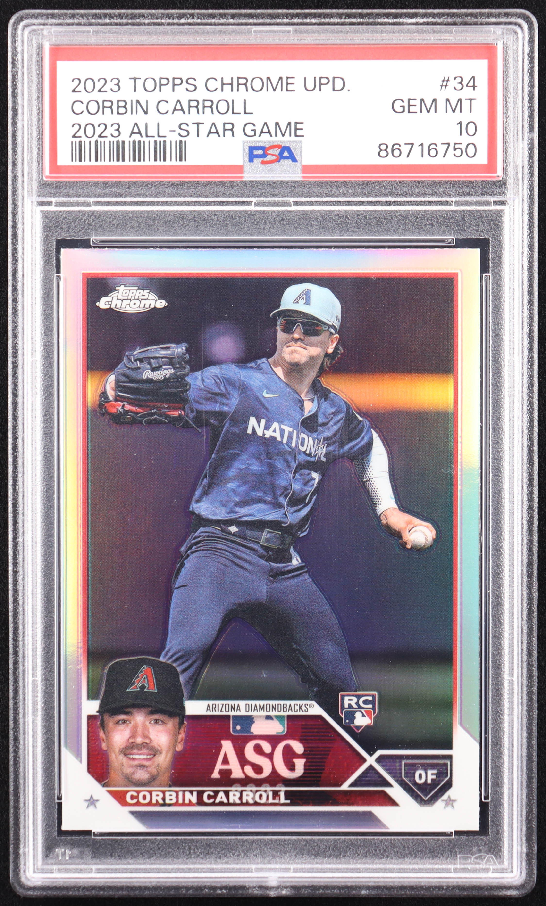 Corbin Carroll 2023 Topps Chrome Update '23 All Star Game #ASGC34 RC (PSA 10) at PristineAuction.com Corbin Carroll 2023 Topps Chrome Update '23 All Star Game #ASGC34 RC (PSA 10) at PristineAuction.com