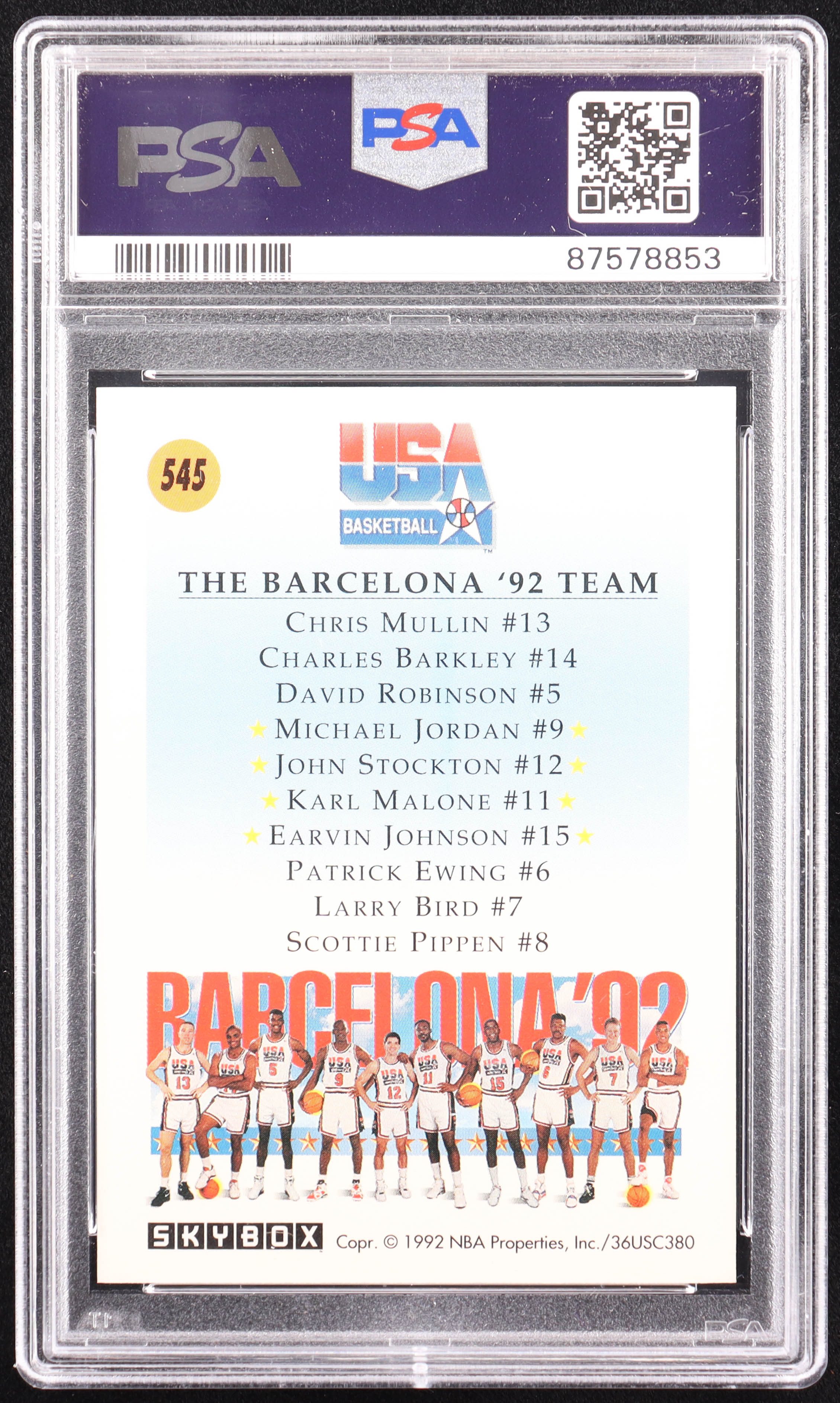 Michael Jordan / John Stockton / Karl Malone / Magic Johnson 1991-92 SkyBox #545 Team USA 2 (PSA 9) at PristineAuction.com Michael Jordan / John Stockton / Karl Malone / Magic Johnson 1991-92 SkyBox #545 Team USA 2 (PSA 9) at PristineAuction.com