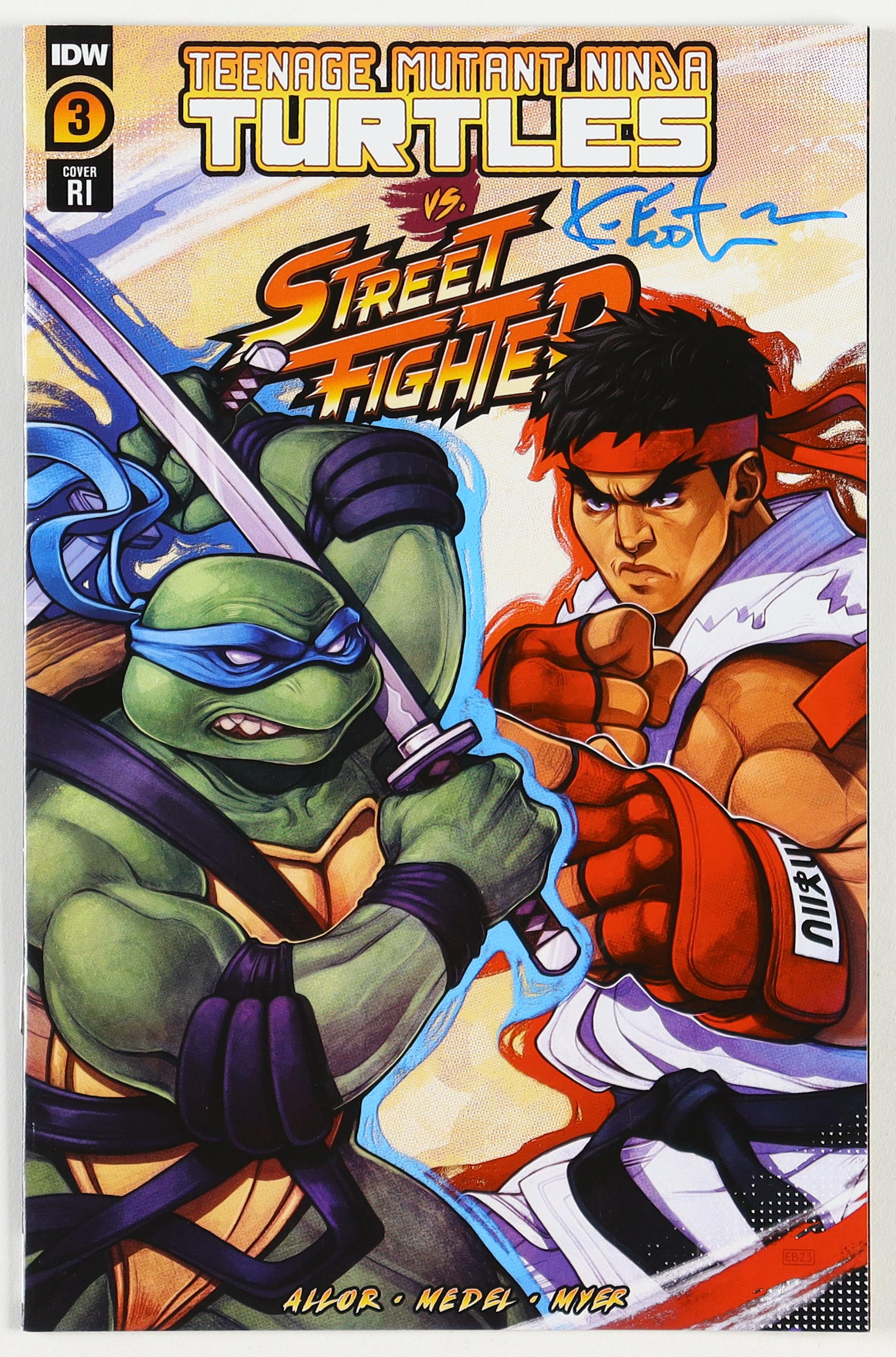 Kevin Eastman Signed "Teenage Mutant Ninja Turtles" vs. Street Fighter #3 Cover RI IDW Comic Book (PA) at PristineAuction.com Kevin Eastman Signed "Teenage Mutant Ninja Turtles" vs. Street Fighter #3 Cover RI IDW Comic Book (PA) at PristineAuction.com