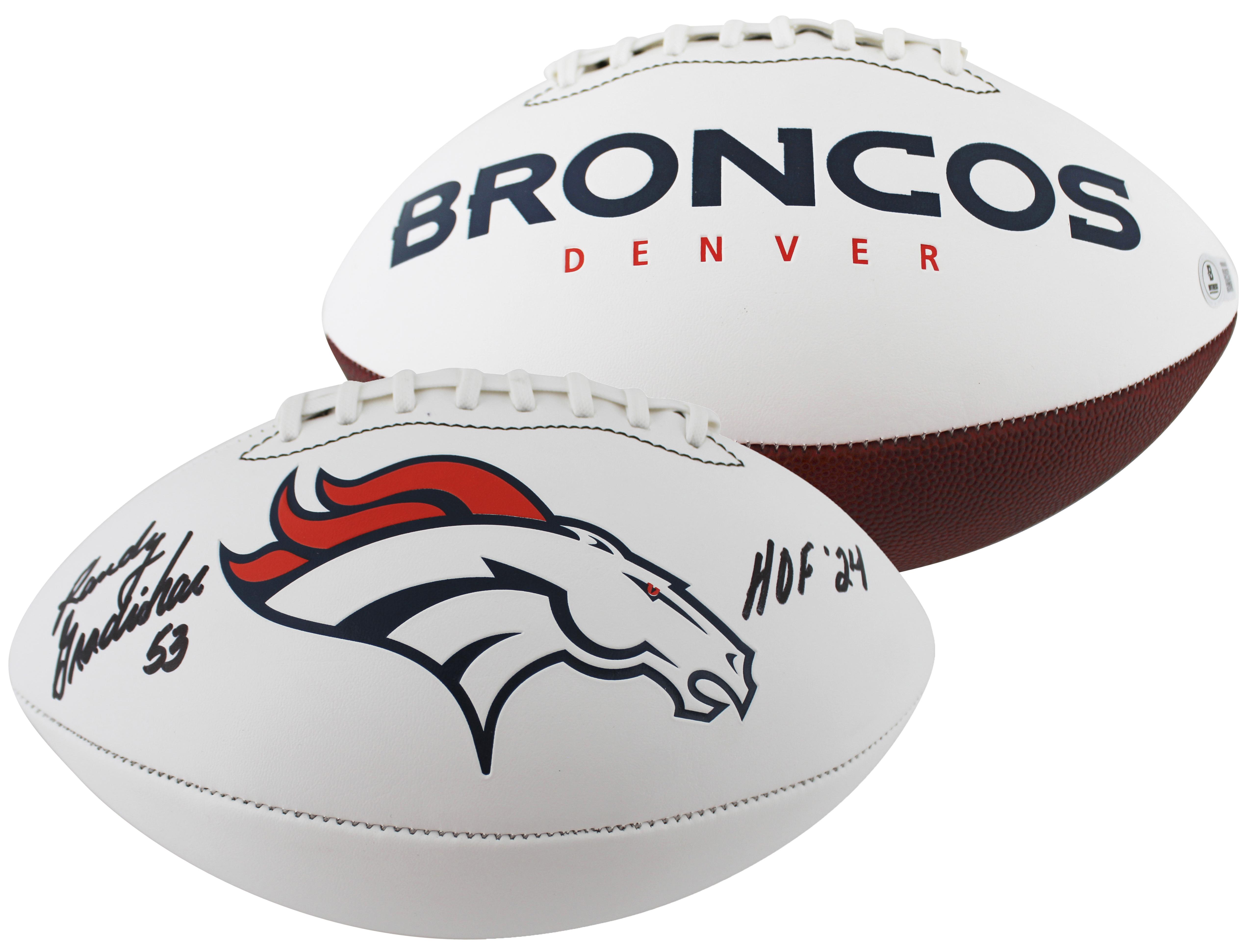 Randy Gradishar Signed Broncos Logo Football Inscribed "HOF 24" with Display Case (Beckett) at PristineAuction.com Randy Gradishar Signed Broncos Logo Football Inscribed "HOF 24" with Display Case (Beckett) at PristineAuction.com