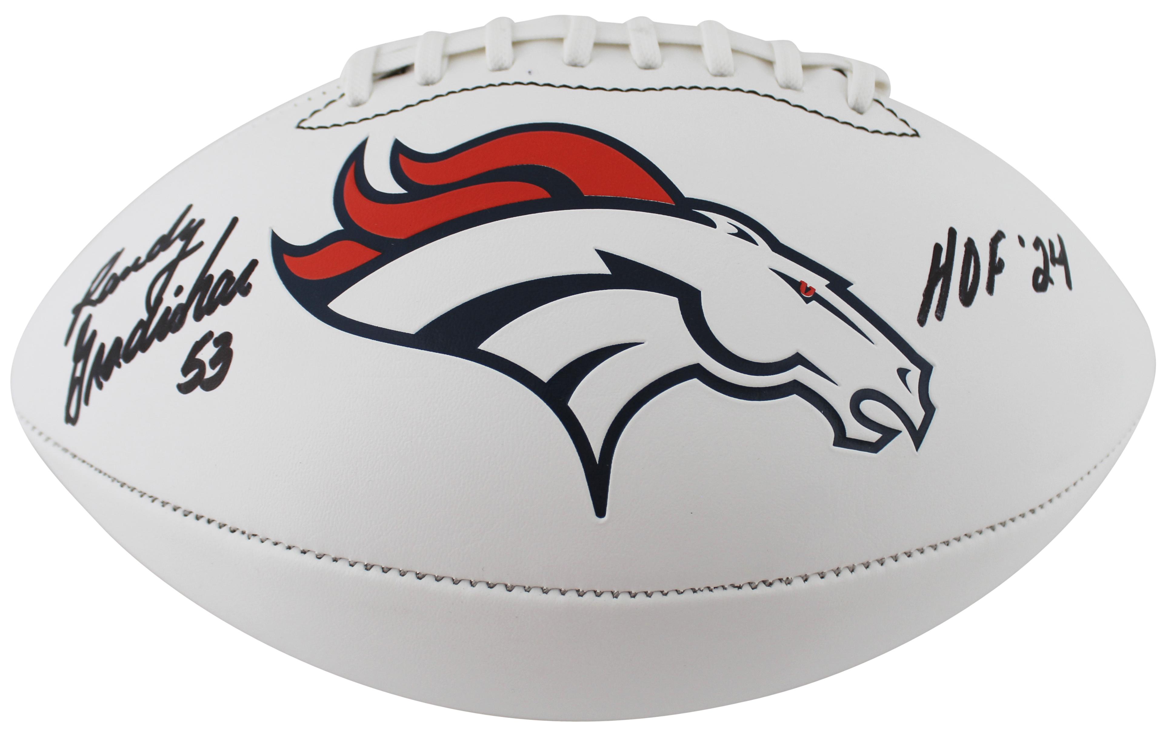 Randy Gradishar Signed Broncos Logo Football Inscribed "HOF 24" with Display Case (Beckett) at PristineAuction.com Randy Gradishar Signed Broncos Logo Football Inscribed "HOF 24" with Display Case (Beckett) at PristineAuction.com