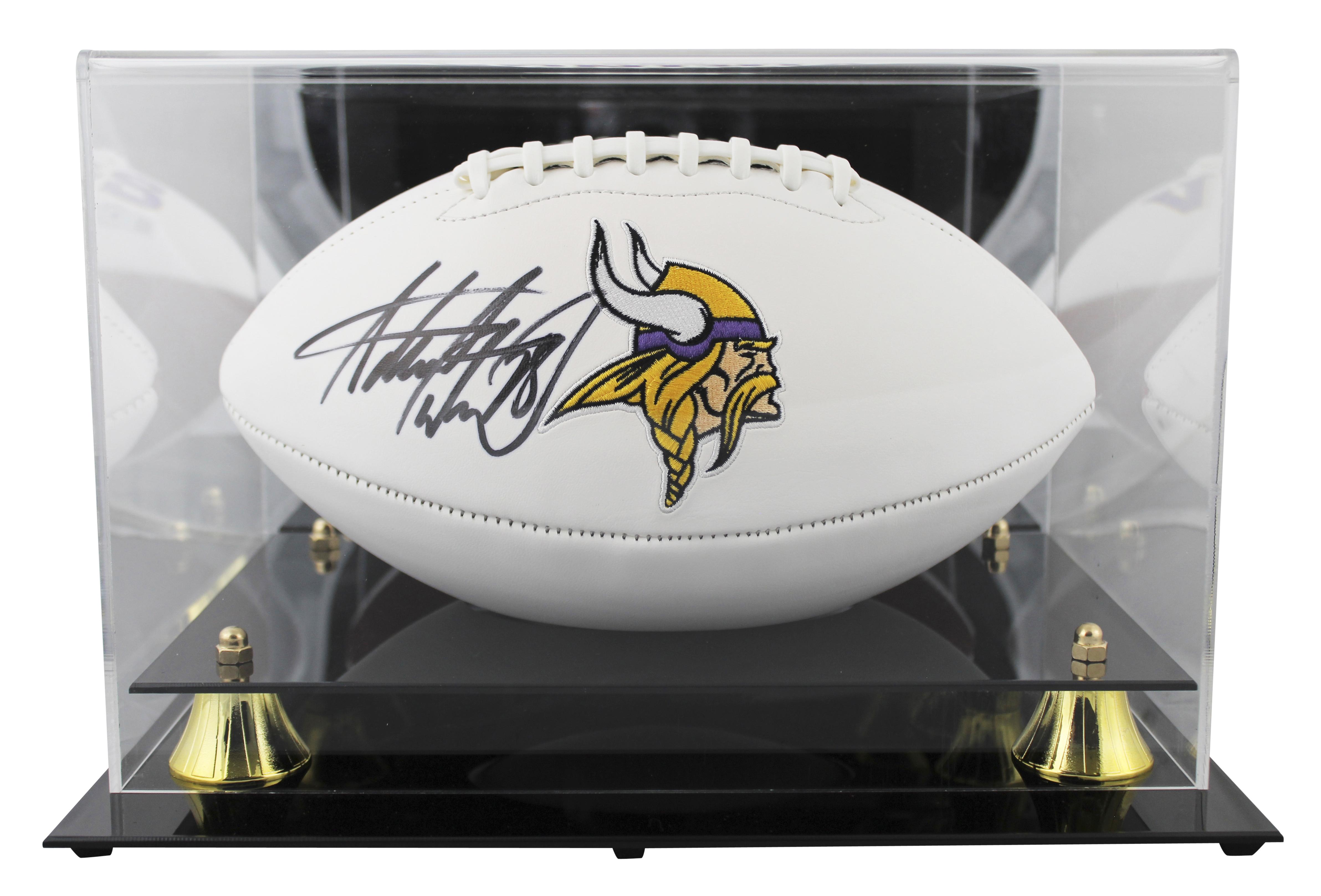 Adrian Peterson Signed Vikings Logo Football with Display Case (Beckett) at PristineAuction.com Adrian Peterson Signed Vikings Logo Football with Display Case (Beckett) at PristineAuction.com