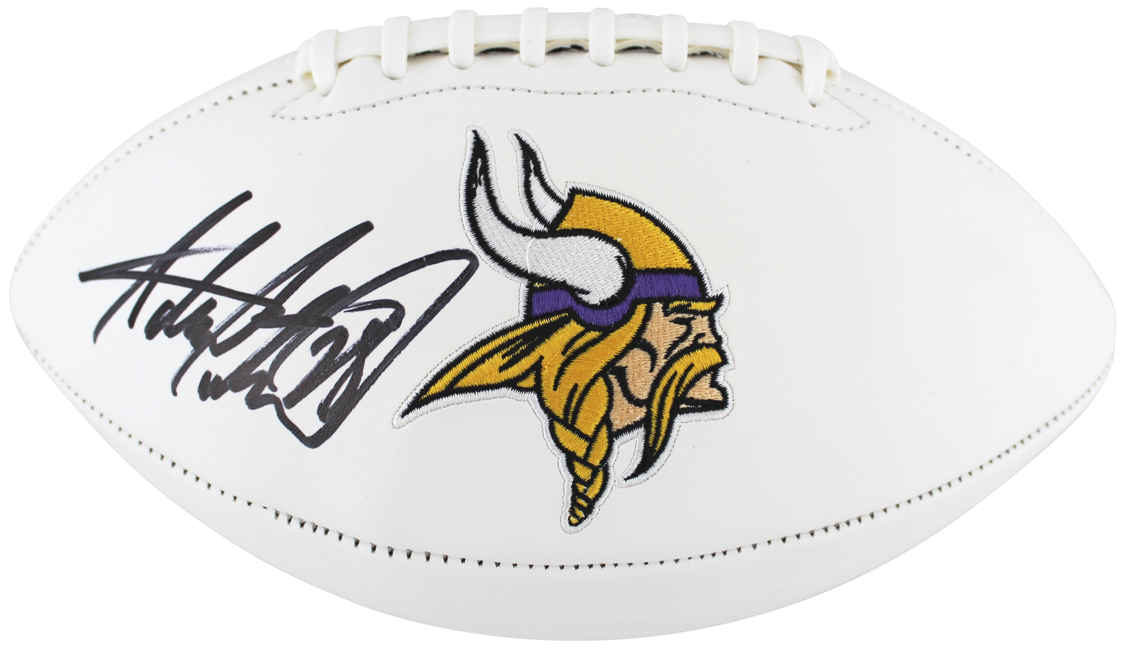 Adrian Peterson Signed Vikings Logo Football with Display Case (Beckett) at PristineAuction.com Adrian Peterson Signed Vikings Logo Football with Display Case (Beckett) at PristineAuction.com