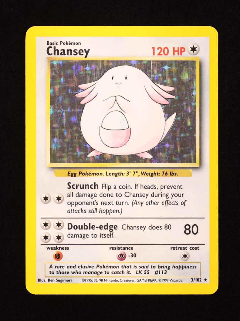 Chansey Pokemon 1999 Base Unlimited #3 Holo at PristineAuction.com Chansey Pokemon 1999 Base Unlimited #3 Holo at PristineAuction.com