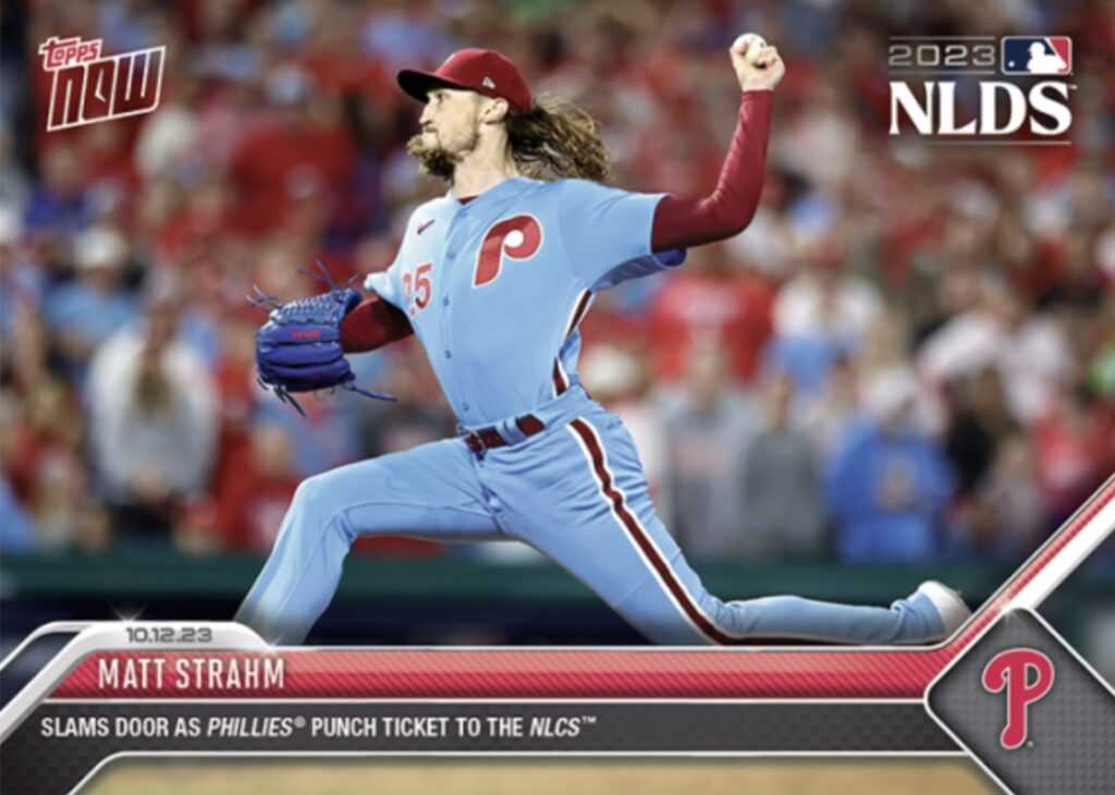 Matt Strahm Signed 2023 Topps Now #1001 Inscribed "2023 NLDS" | Pristine Live Exclusive | #/5 (PA Encapsulated) at PristineAuction.com Matt Strahm Signed 2023 Topps Now #1001 Inscribed "2023 NLDS" | Pristine Live Exclusive | #/5 (PA Encapsulated) at PristineAuction.com