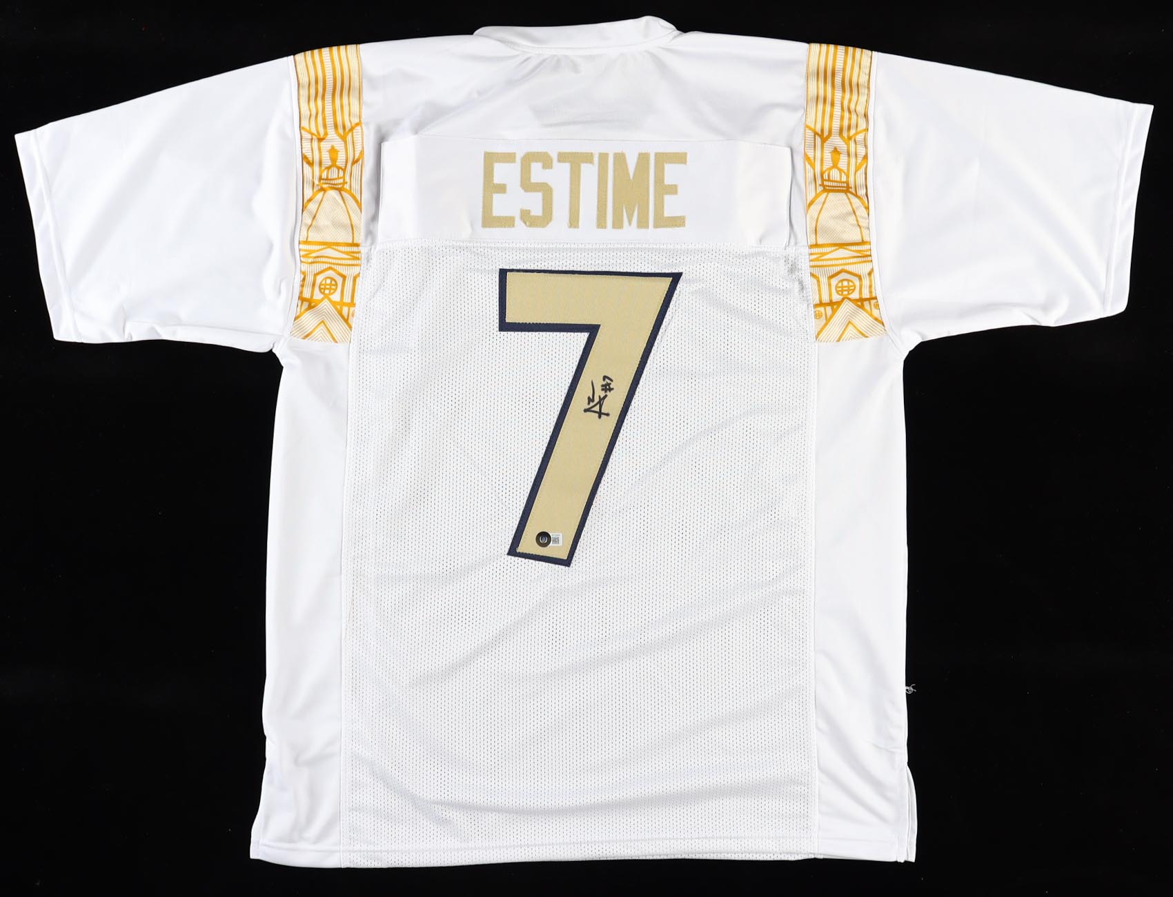 Audric Estime Signed Jersey (Beckett) at PristineAuction.com Audric Estime Signed Jersey (Beckett) at PristineAuction.com