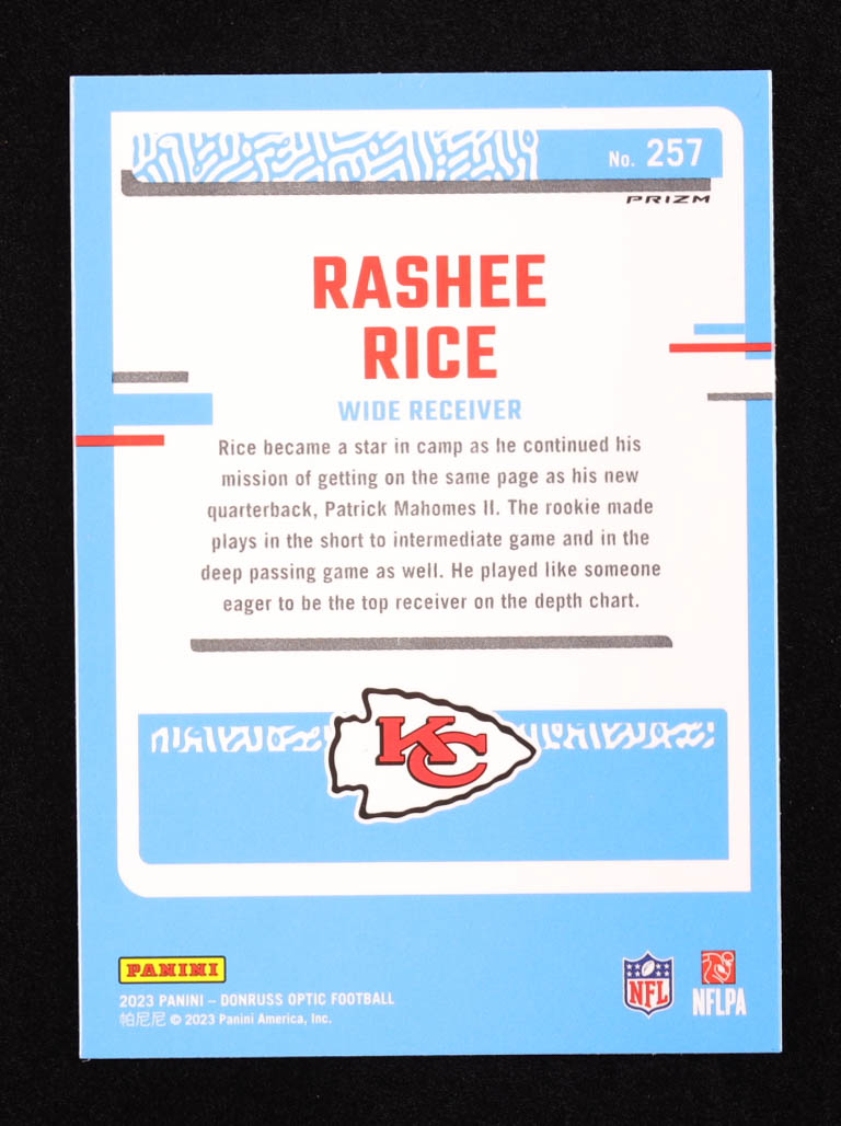 Rashee Rice 2023 Donruss Optic Pink #257 RR RC at PristineAuction.com Rashee Rice 2023 Donruss Optic Pink #257 RR RC at PristineAuction.com