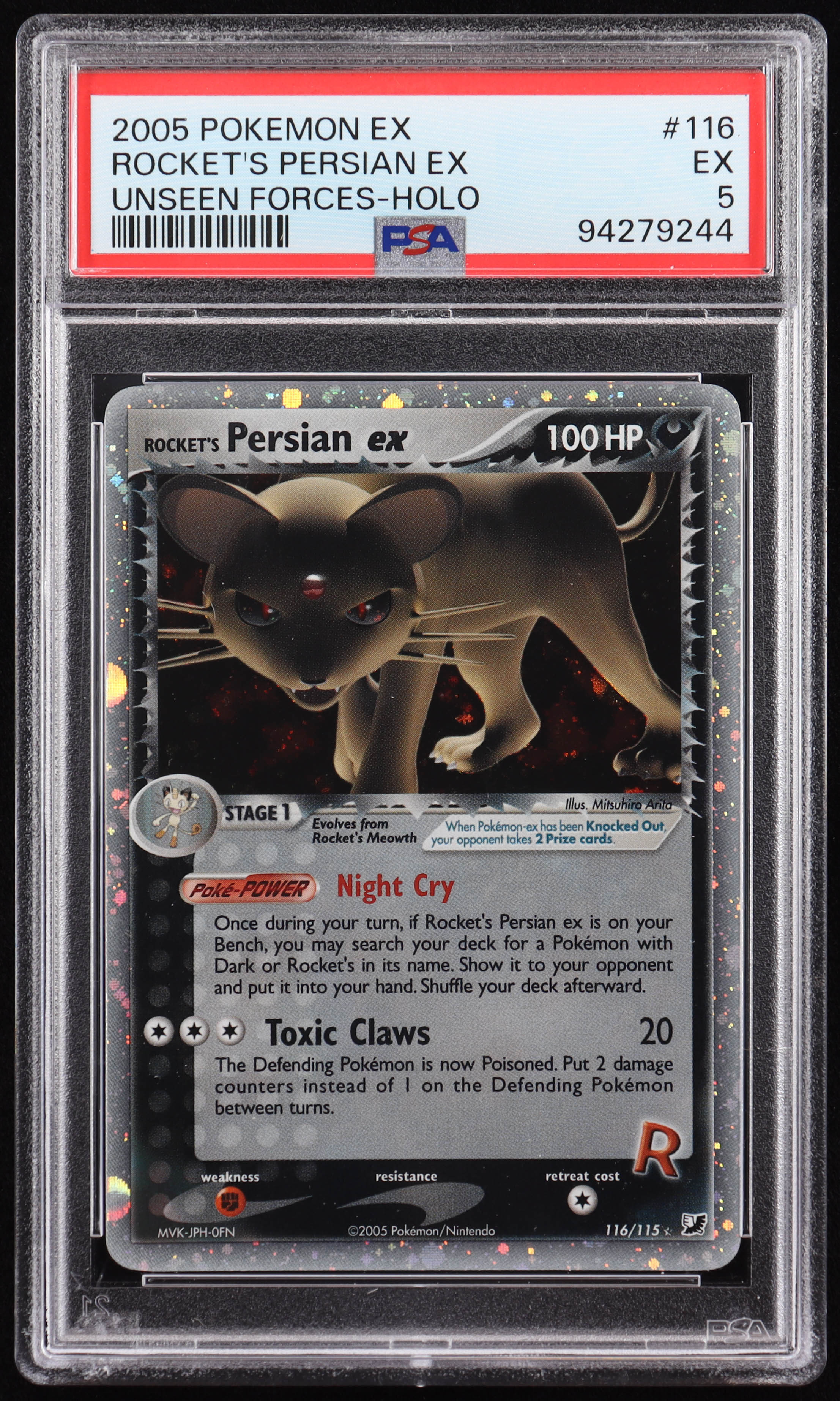 Rocket's Persian EX 2005 Pokemon EX Unseen Forces #116 Holo (PSA 5) at PristineAuction.com Rocket's Persian EX 2005 Pokemon EX Unseen Forces #116 Holo (PSA 5) at PristineAuction.com
