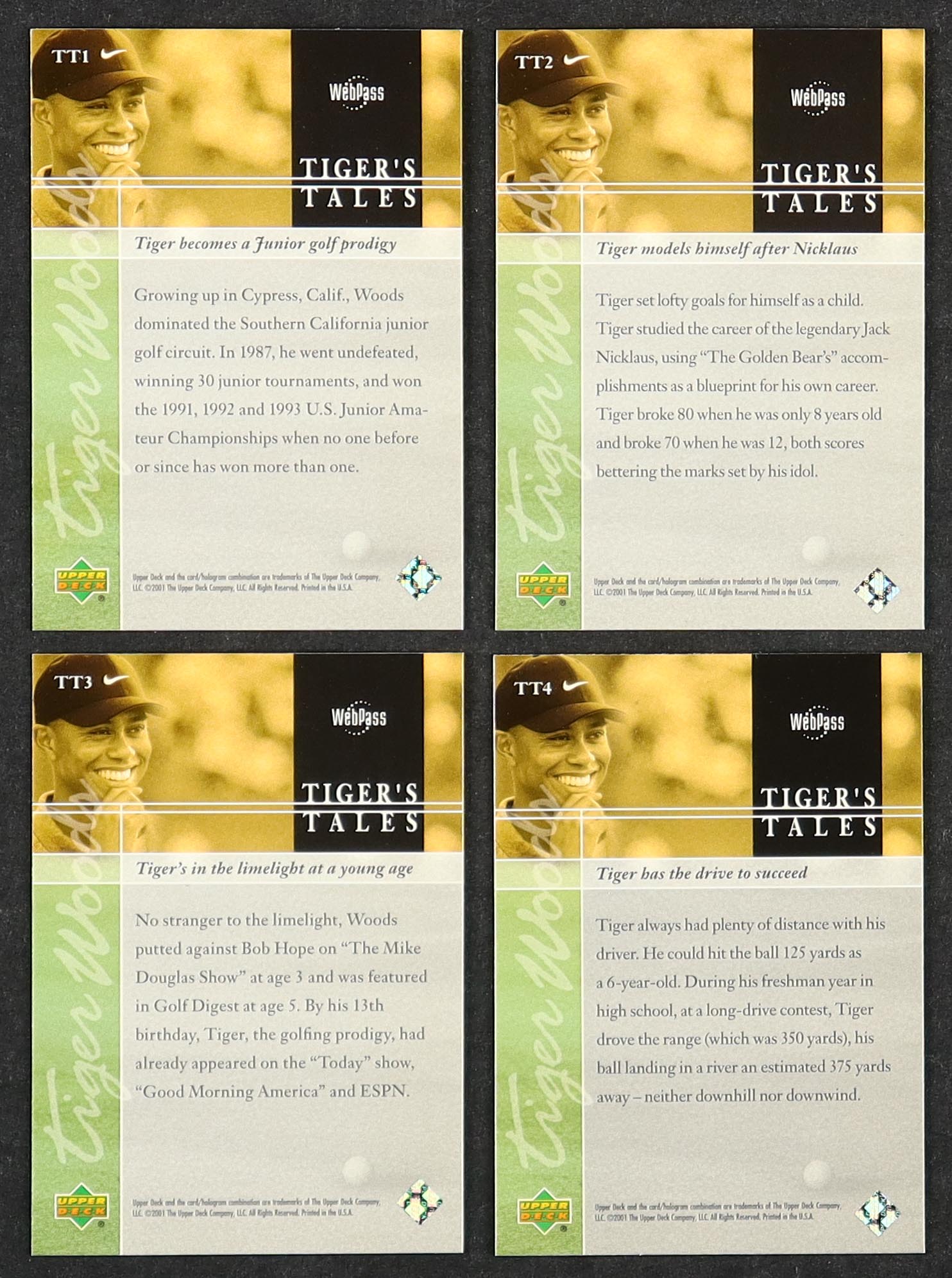 Tiger Woods 2001 Upper Deck Tiger's Tales Complete Set of (30) Cards at PristineAuction.com Tiger Woods 2001 Upper Deck Tiger's Tales Complete Set of (30) Cards at PristineAuction.com