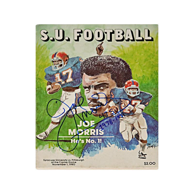 Joe Morris Signed 1980 Syracuse Orange Game Program Inscribed "1978-1981" (SteinerCX) at PristineAuction.com Joe Morris Signed 1980 Syracuse Orange Game Program Inscribed "1978-1981" (SteinerCX) at PristineAuction.com