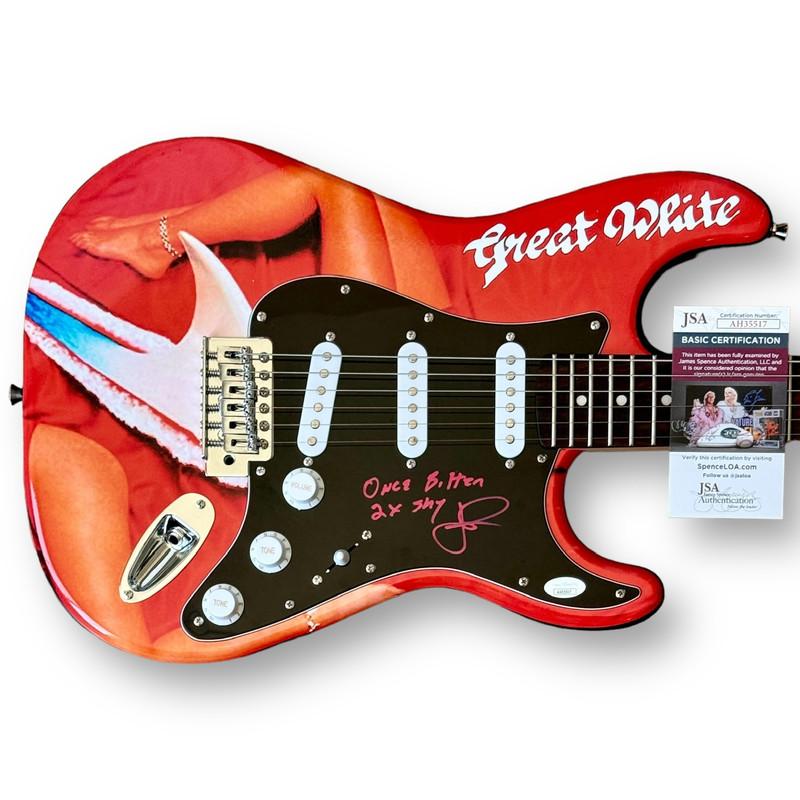Jack Russell Signed "Great White" Custom Electric Guitar Inscribed "Once Bitten, Twice Shy" (JSA) at PristineAuction.com Jack Russell Signed "Great White" Custom Electric Guitar Inscribed "Once Bitten, Twice Shy" (JSA) at PristineAuction.com