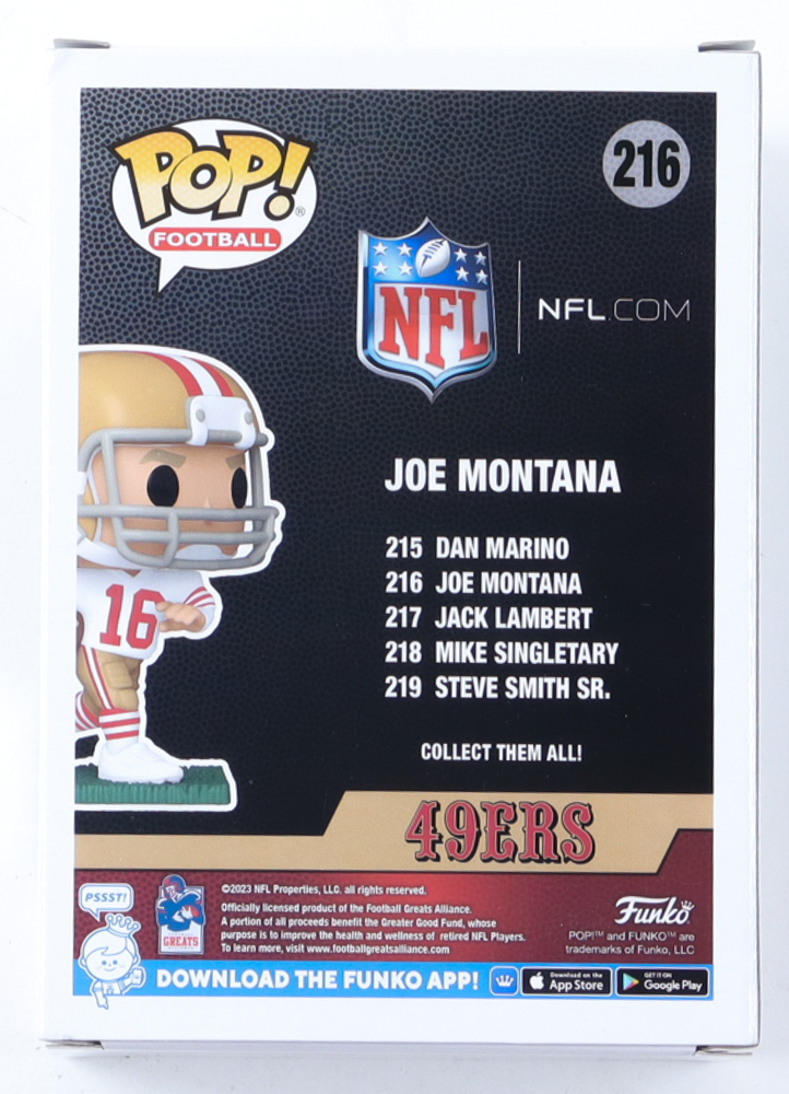 Joe Montana Signed 49ers #216 Funko Pop! Vinyl Figure (Montana) at PristineAuction.com Joe Montana Signed 49ers #216 Funko Pop! Vinyl Figure (Montana) at PristineAuction.com