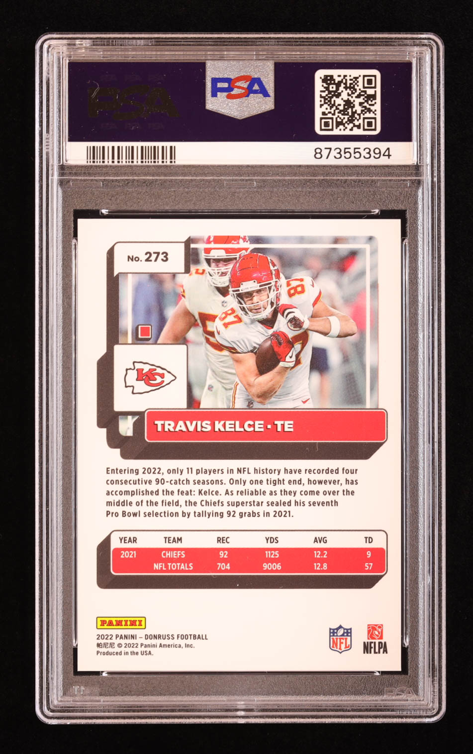 Travis Kelce 2022 Donruss Press Proof Premium #273 (PSA 10) at PristineAuction.com Travis Kelce 2022 Donruss Press Proof Premium #273 (PSA 10) at PristineAuction.com