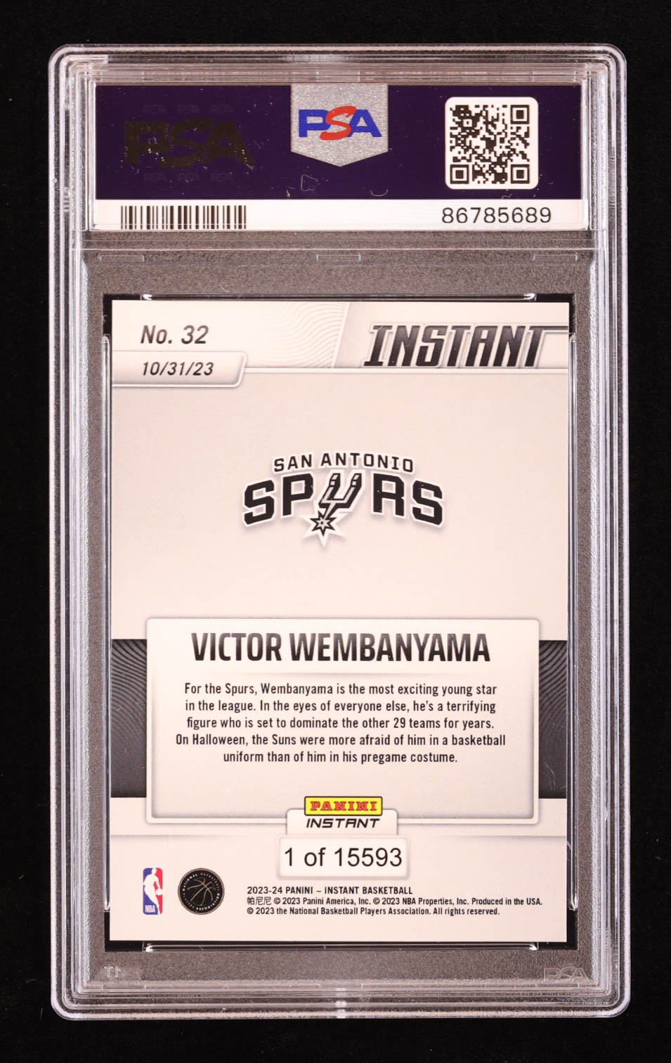 Victor Wembanyama 2023-24 Panini Instant #32 RC (PSA 10) at PristineAuction.com Victor Wembanyama 2023-24 Panini Instant #32 RC (PSA 10) at PristineAuction.com