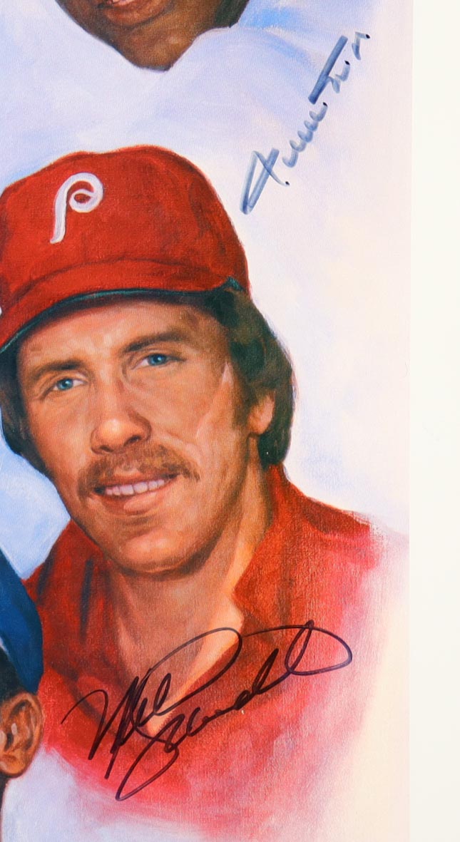 "500 Home Run Club" Custom Framed Poster Print Signed By (11) with Willie Mays, Hank Aaron, Ted Williams, Willie McCovey (Beckett) at PristineAuction.com "500 Home Run Club" Custom Framed Poster Print Signed By (11) with Willie Mays, Hank Aaron, Ted Williams, Willie McCovey (Beckett) at PristineAuction.com