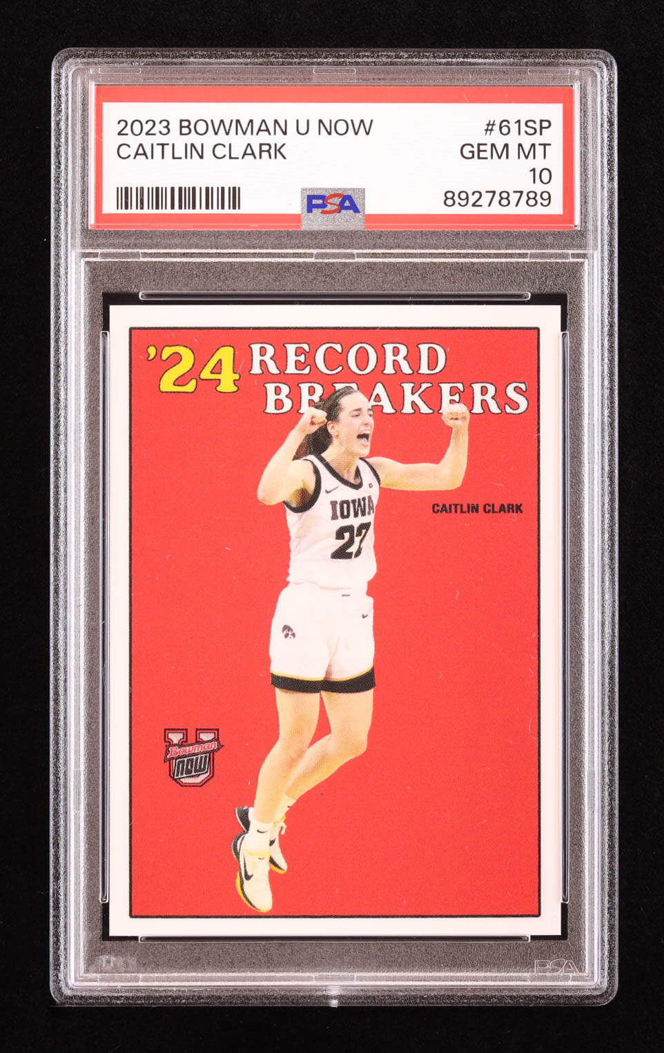 Caitlin Clark 2023-24 Bowman University Now #61SP / '88 Record Breaker Red (PSA 10) at PristineAuction.com Caitlin Clark 2023-24 Bowman University Now #61SP / '88 Record Breaker Red (PSA 10) at PristineAuction.com