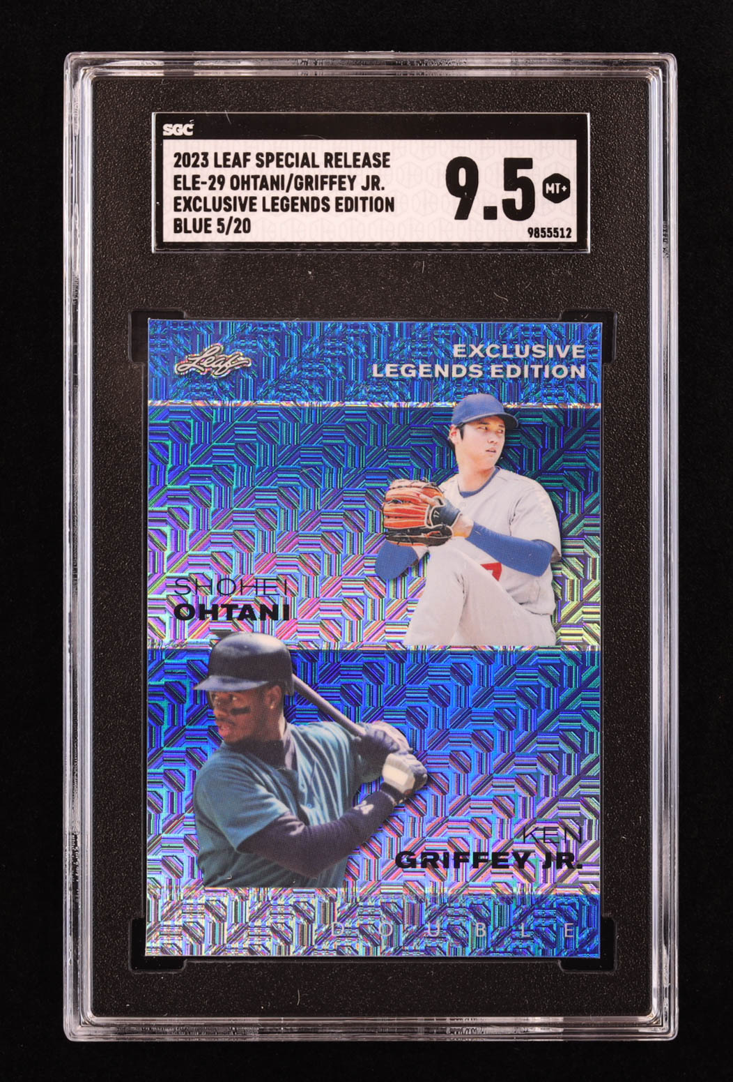 Shohei Ohtani / Ken Griffey Jr. 2023 Leaf Special Release Exclusive Legends Edition Double Mojo Blue #ELE29 #5/20 (SGC 9.5) at PristineAuction.com Shohei Ohtani / Ken Griffey Jr. 2023 Leaf Special Release Exclusive Legends Edition Double Mojo Blue #ELE29 #5/20 (SGC 9.5) at PristineAuction.com