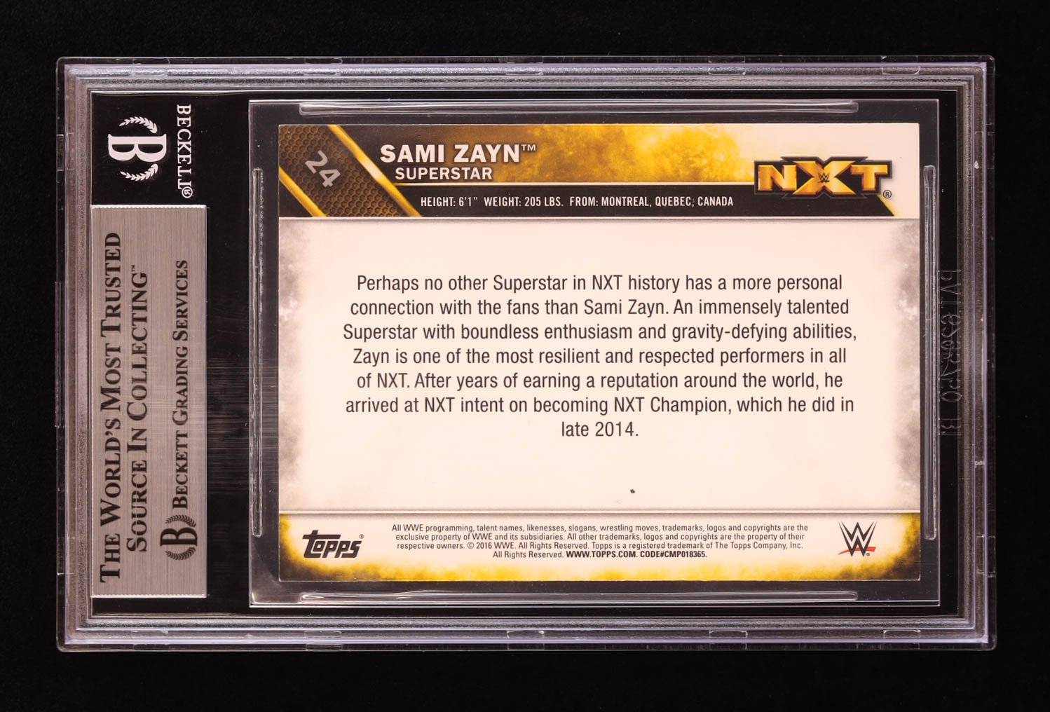 Sami Zayn Signed 2016 Topps WWE NXT Inserts #24 (BGS) at PristineAuction.com Sami Zayn Signed 2016 Topps WWE NXT Inserts #24 (BGS) at PristineAuction.com