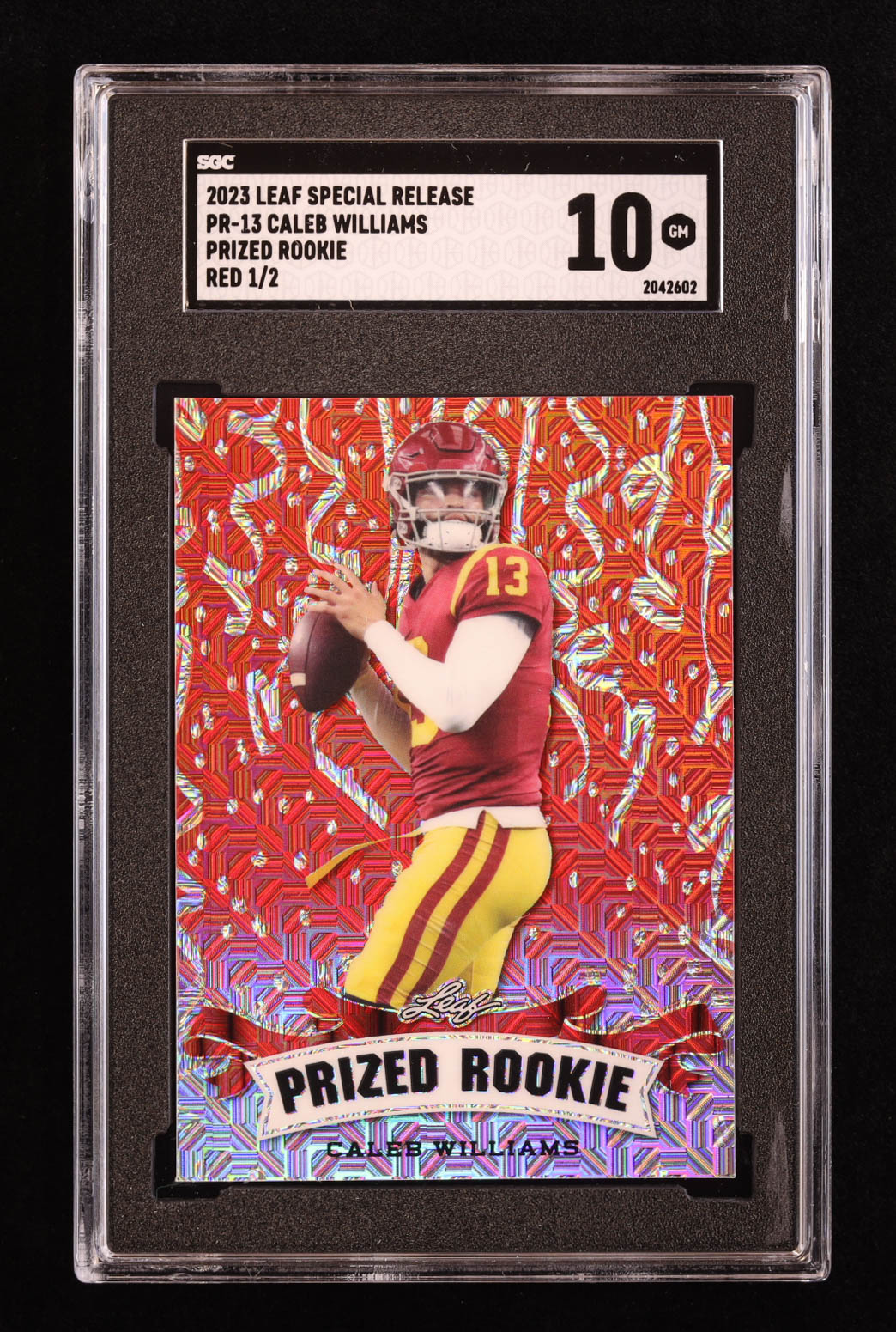 Caleb Williams 2023 Leaf Metal Special Release Prized Rookie Mojo Red # ...