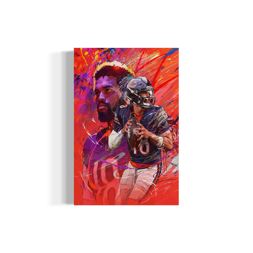caleb-williams-bears-custom-framed-canvas-pristine-auction