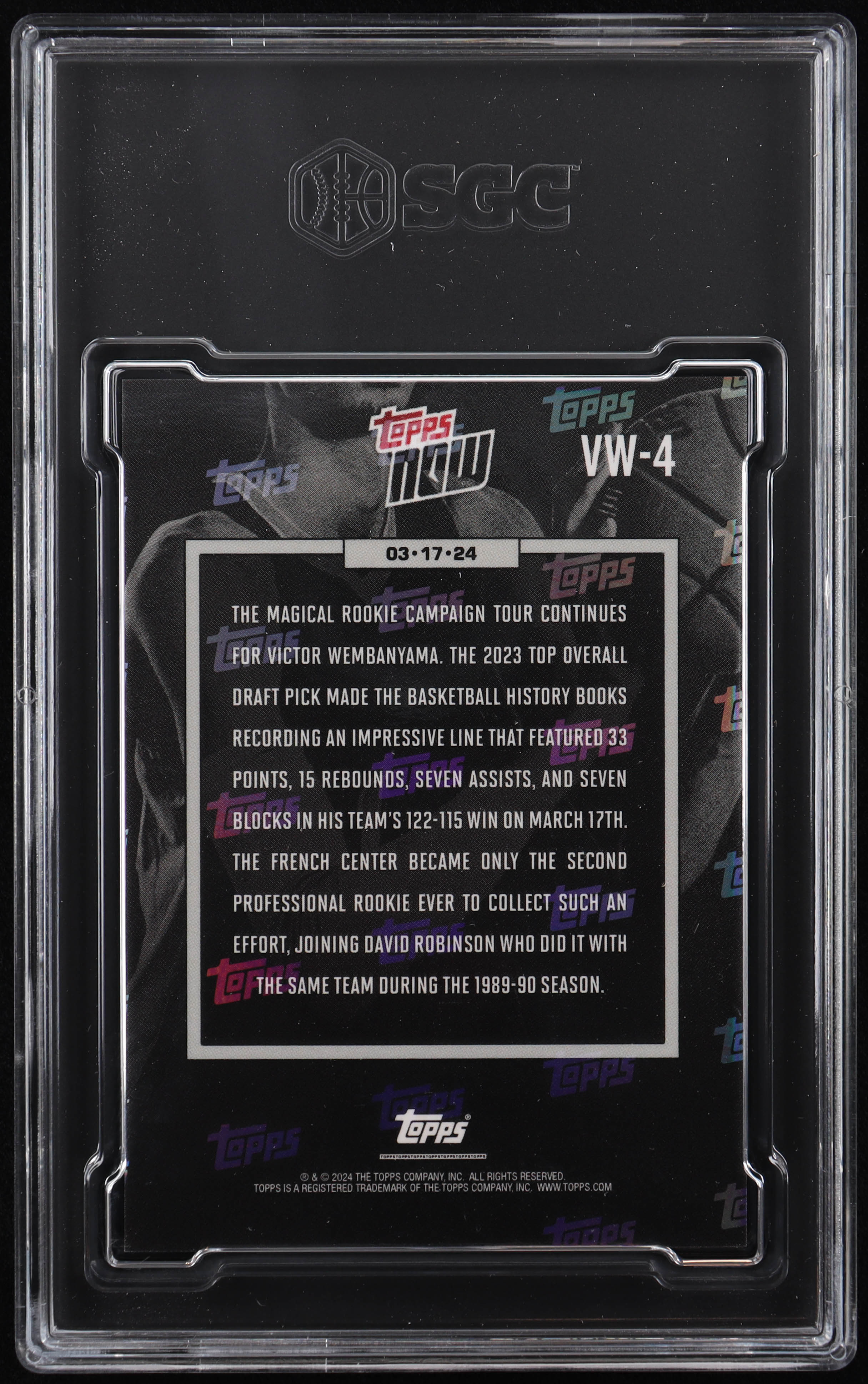 Victor Wembanyama 2023-24 Topps Now Victor Wembanyama #VW4 RC (SGC 10) at PristineAuction.com Victor Wembanyama 2023-24 Topps Now Victor Wembanyama #VW4 RC (SGC 10) at PristineAuction.com