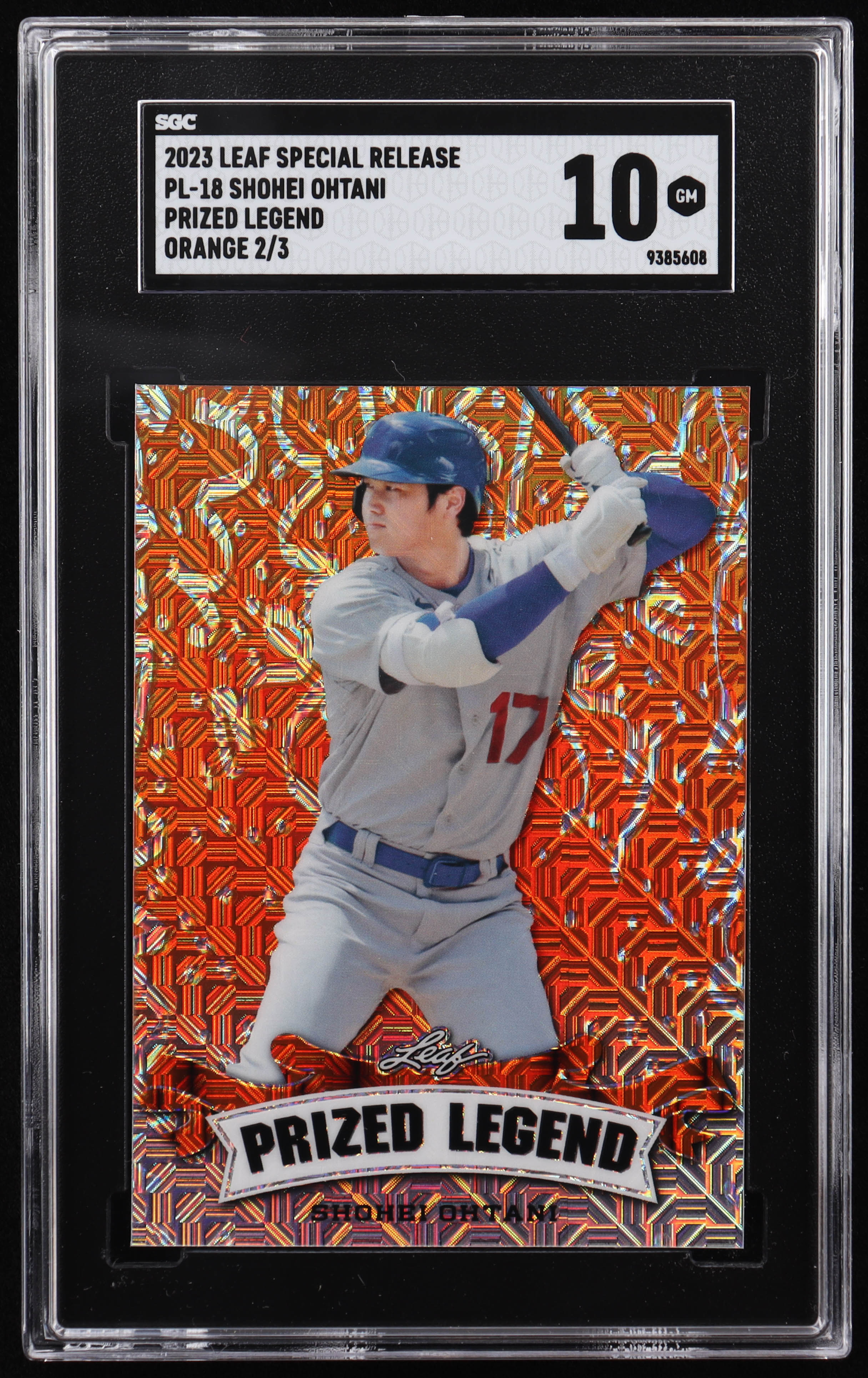Shohei Ohtani 2023 Leaf Special Release Prized Legend Mojo Orange #PL18 #2/3 (SGC 10) at PristineAuction.com Shohei Ohtani 2023 Leaf Special Release Prized Legend Mojo Orange #PL18 #2/3 (SGC 10) at PristineAuction.com