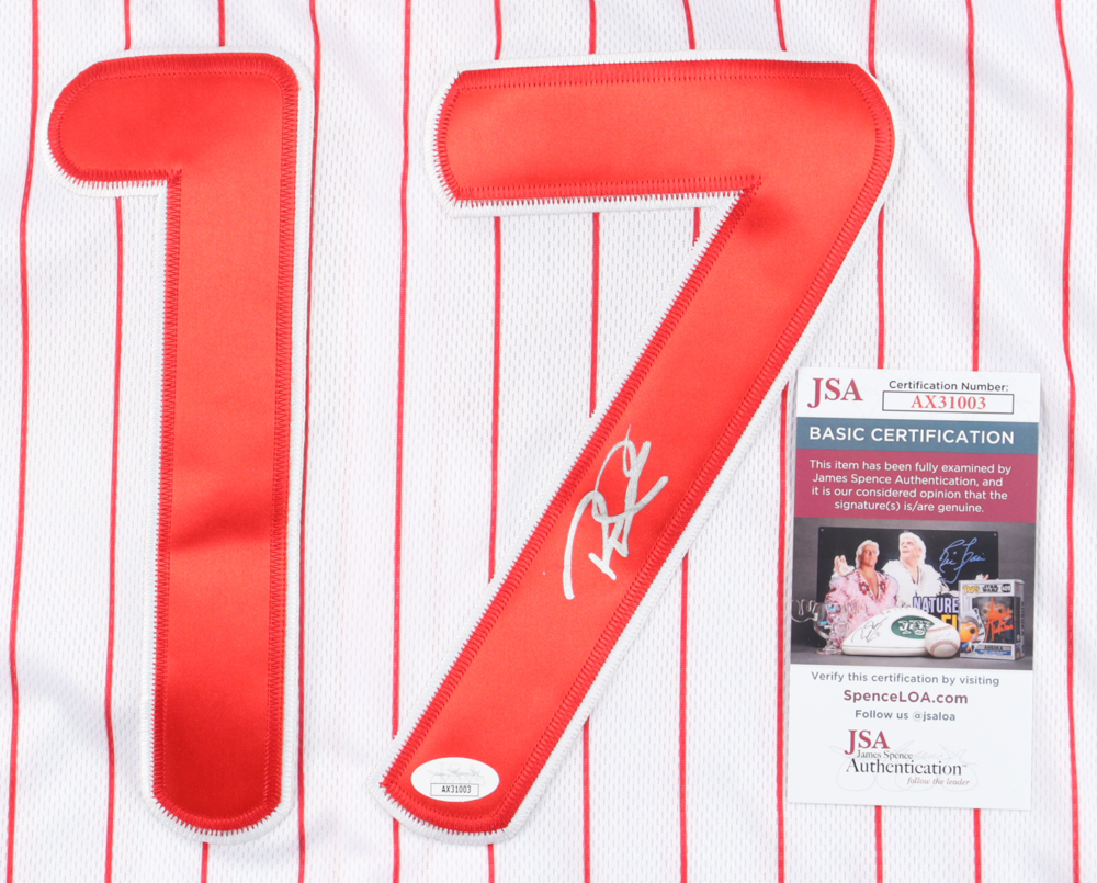 Rhys Hoskins Signed Jersey (JSA) at PristineAuction.com Rhys Hoskins Signed Jersey (JSA) at PristineAuction.com